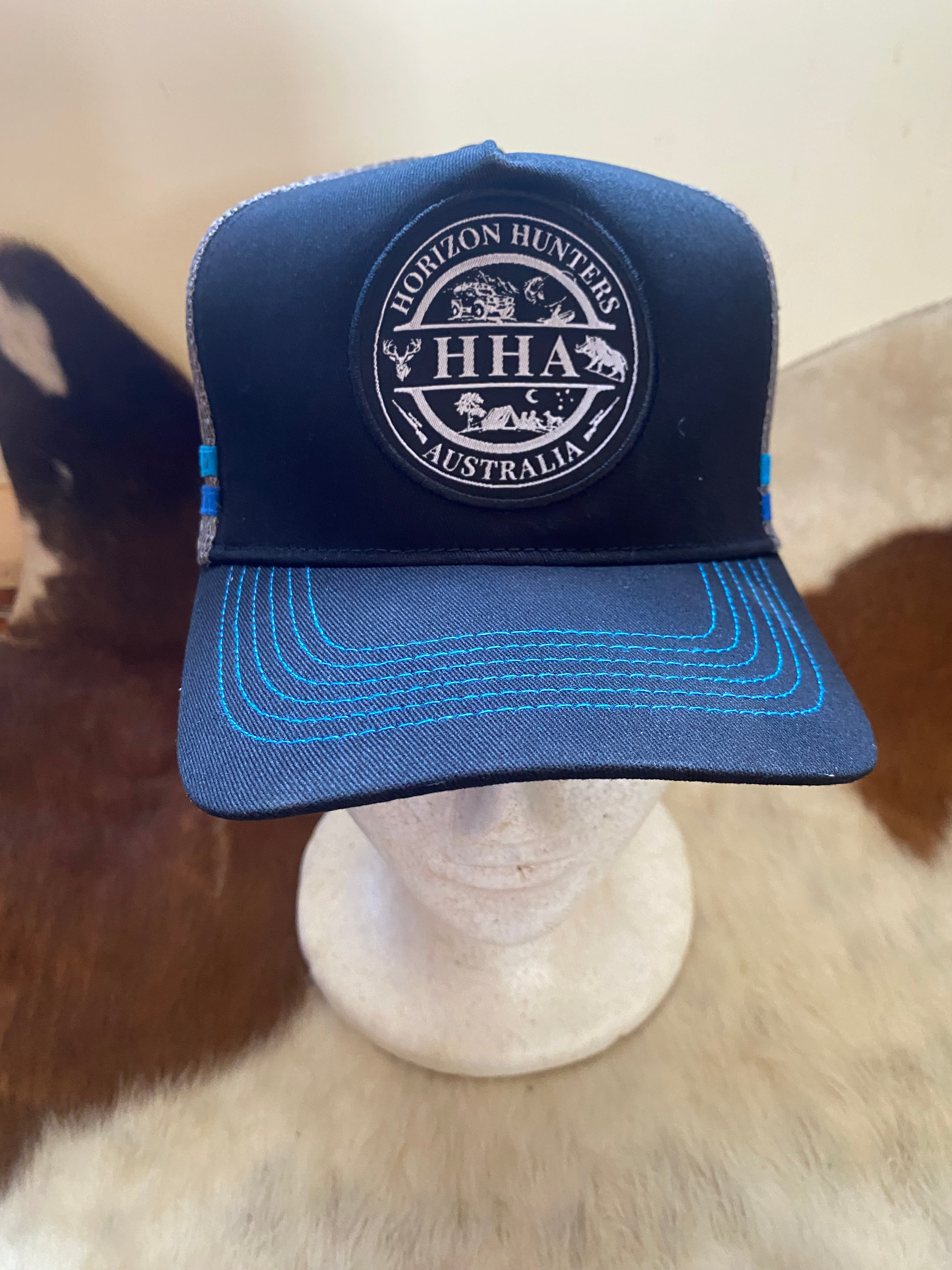 Black, Blue & Grey Fishing graphic Trucker Cap