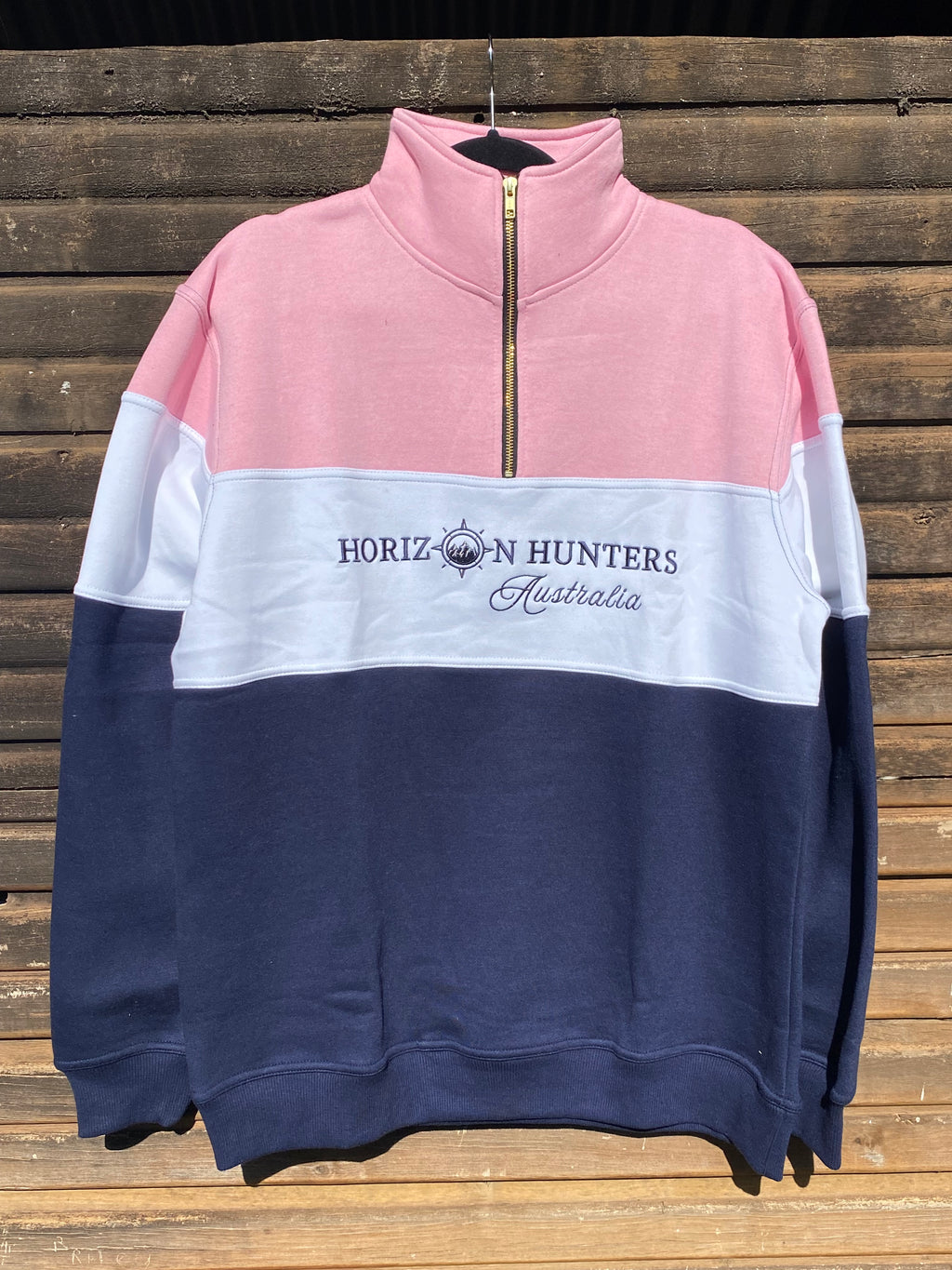 1/4 Zip jumper - Baby Pink, White & Navy