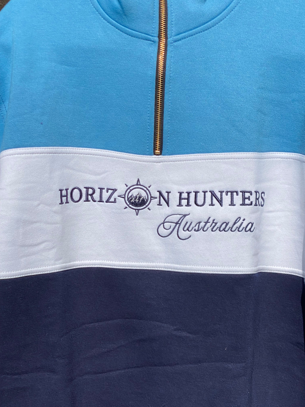 1/4 Zip jumper - Sky Blue, White & Navy