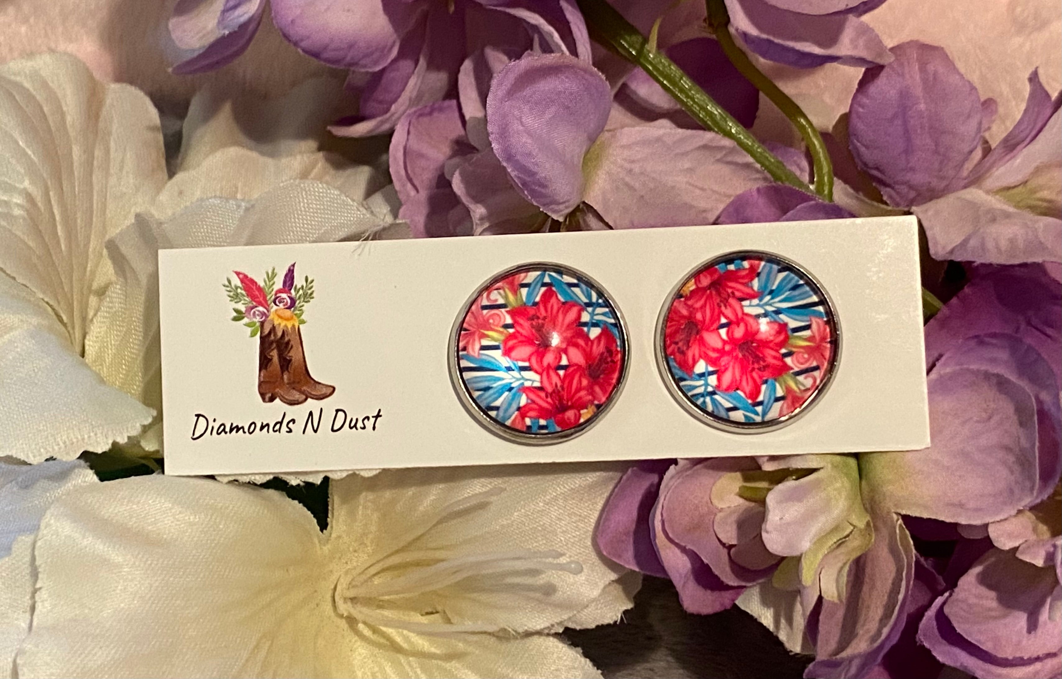 Stud earring - 20mm - Glass (8 design options)