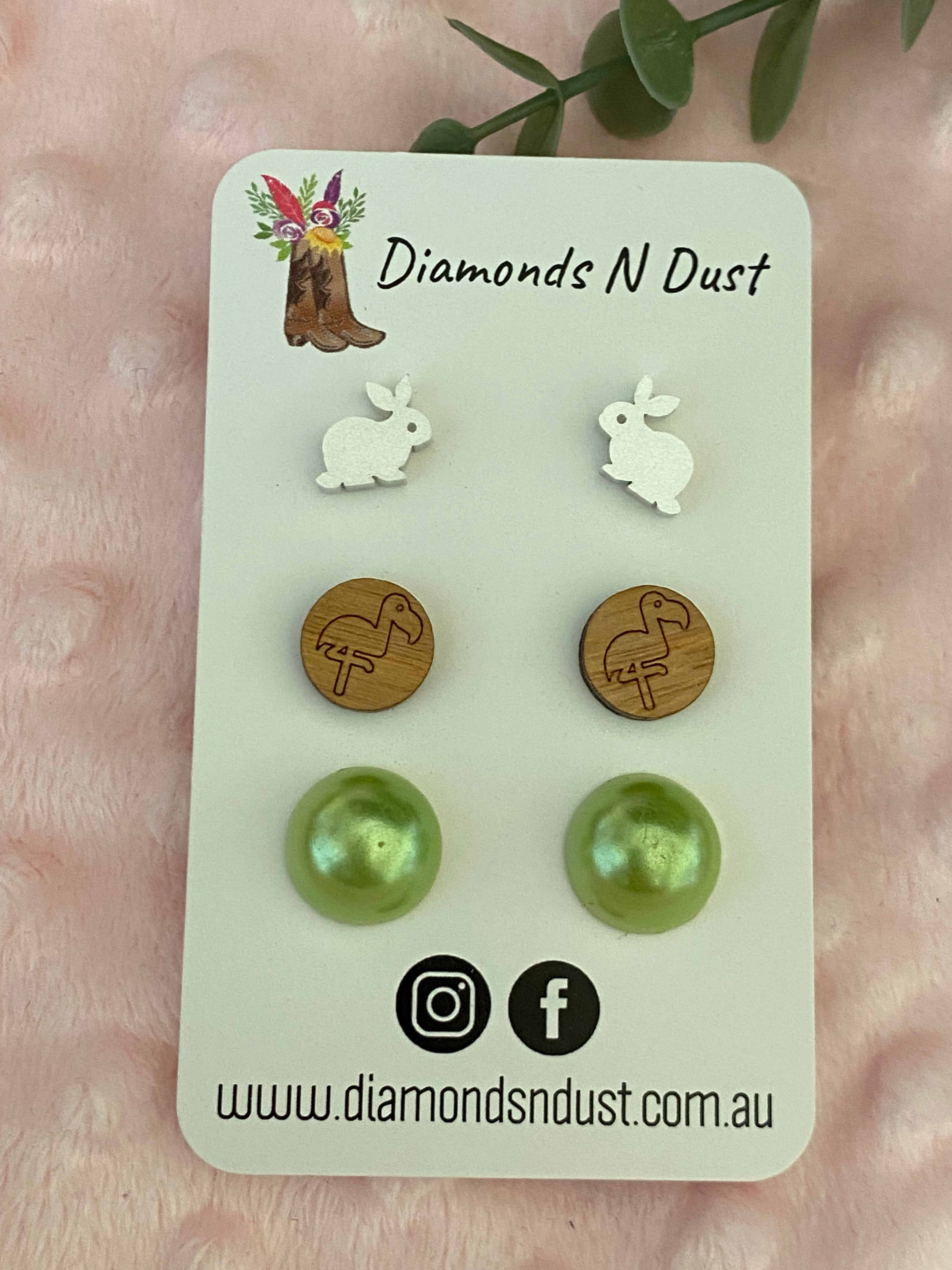 Stud Earrings - trio pack - (3 pack options)