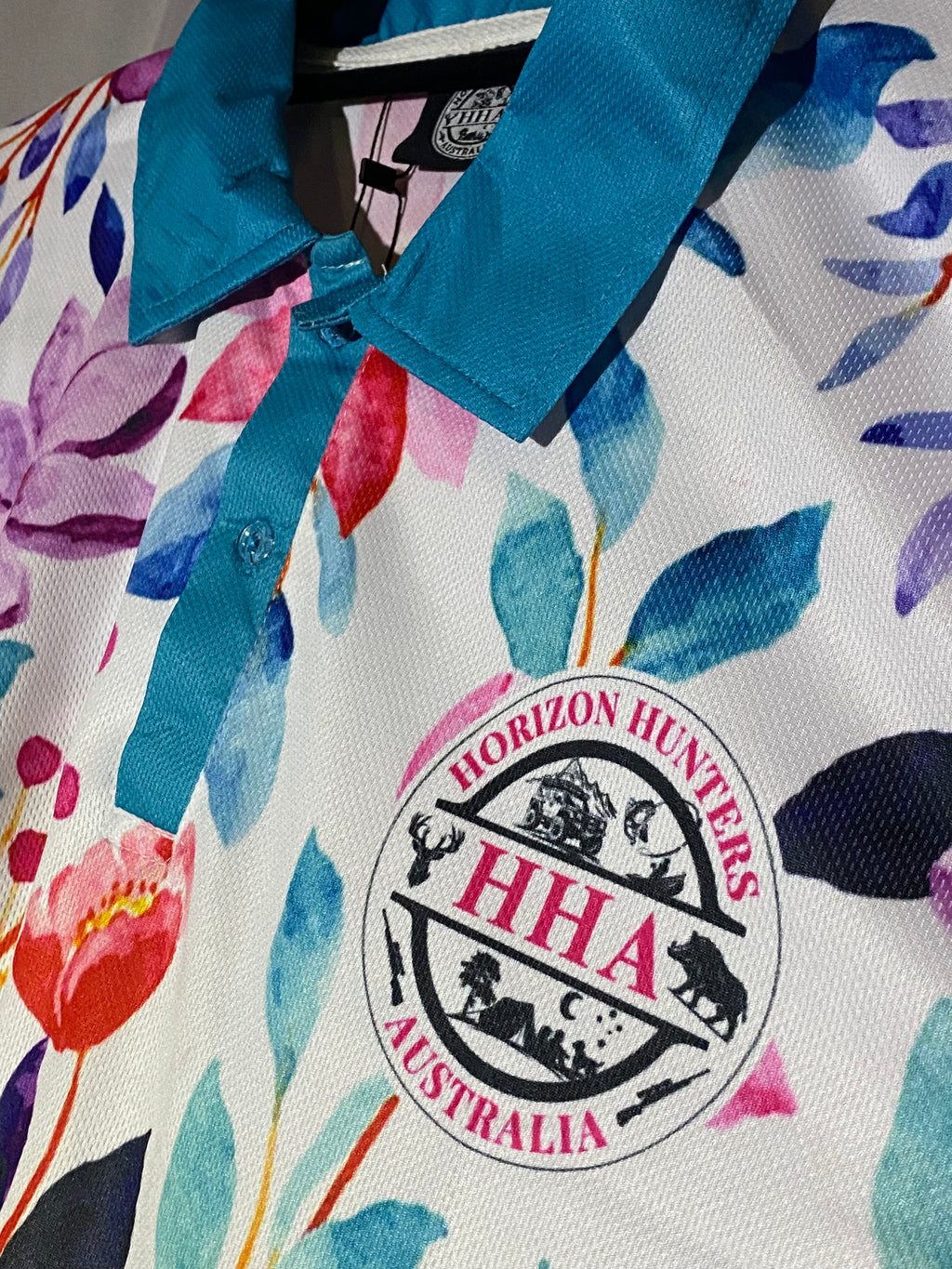 Fishing Shirt - Floral & teal - size XS-4XL - light weight fabric