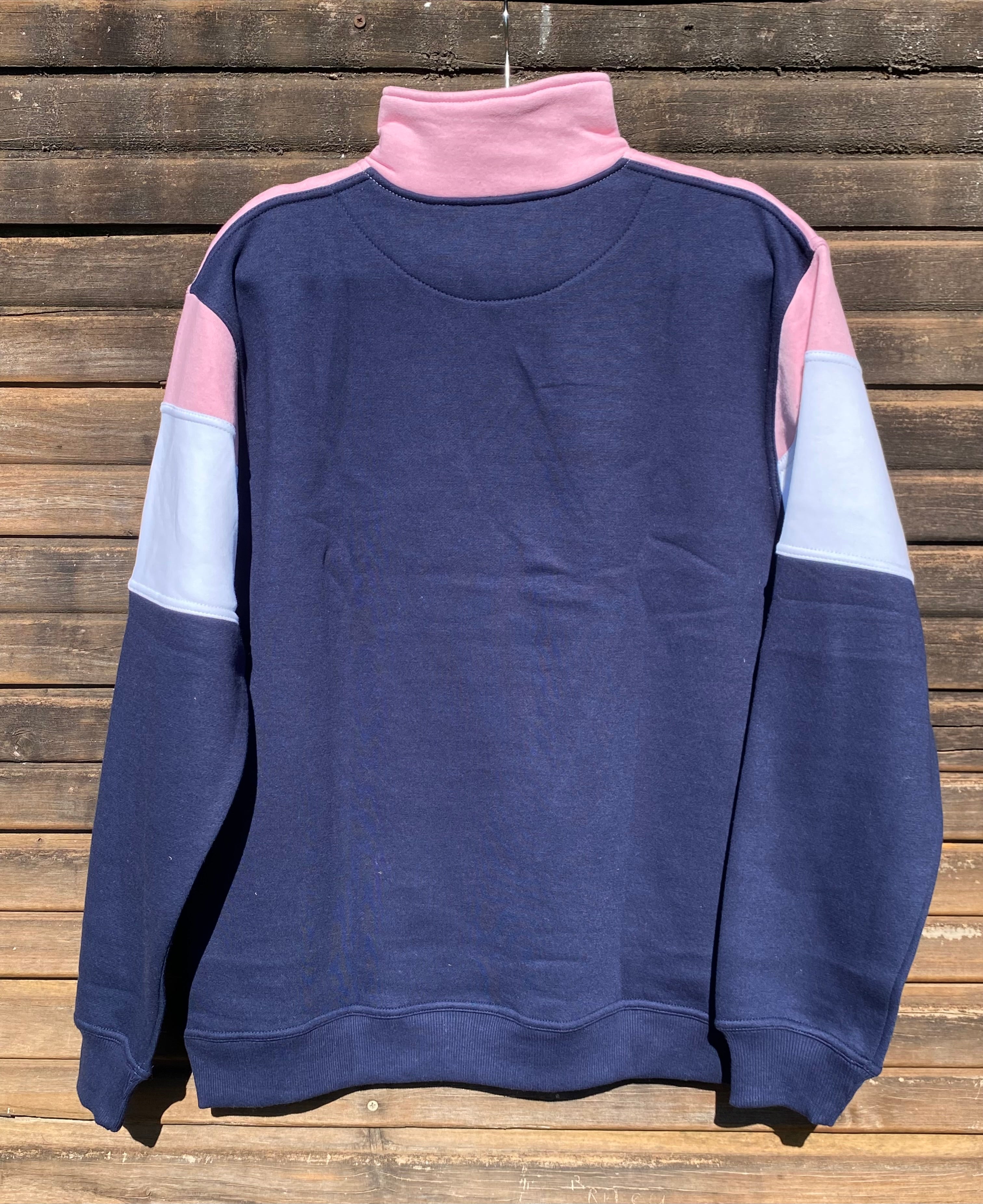 1/4 Zip jumper - Baby Pink, White & Navy