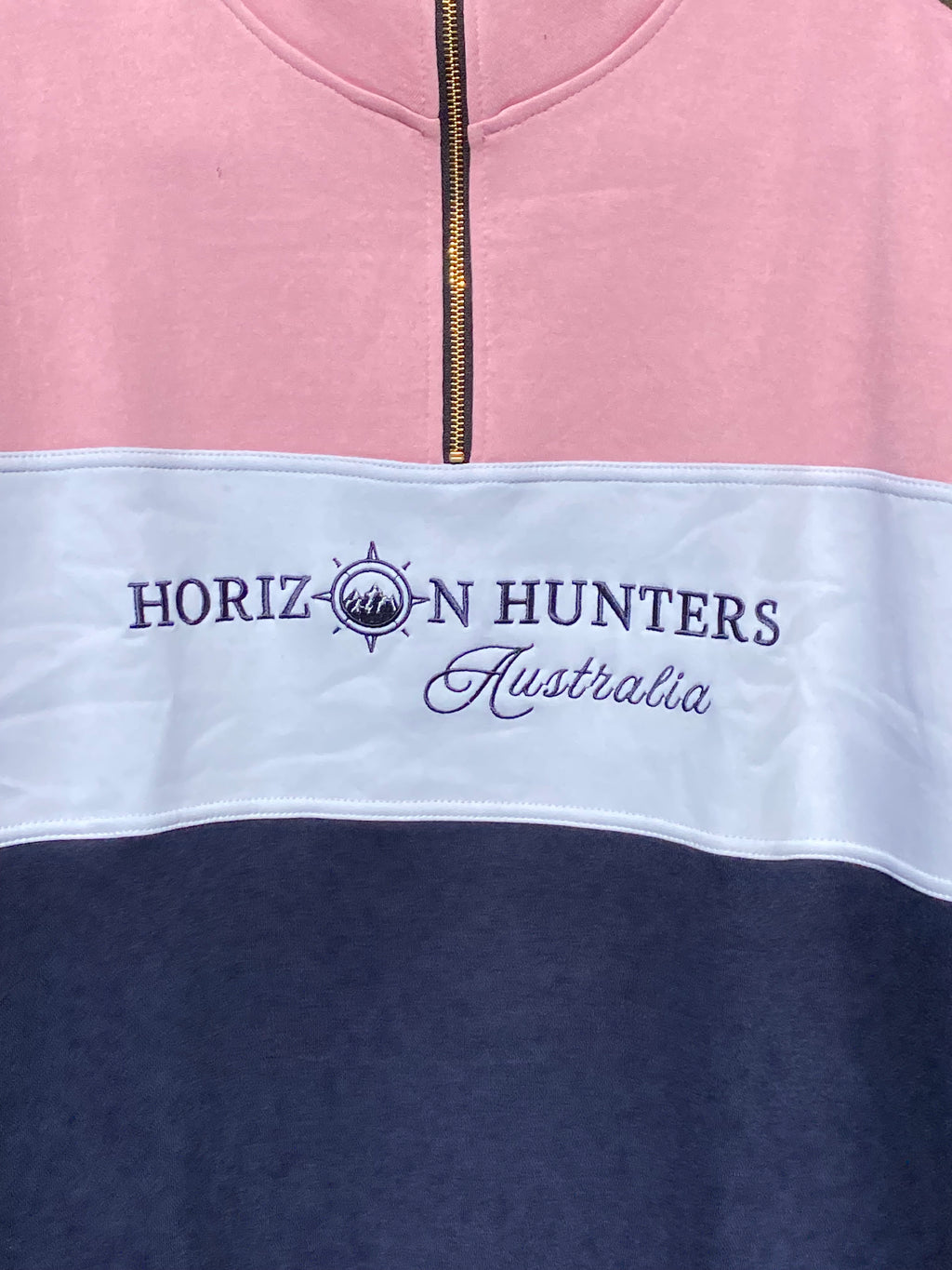 1/4 Zip jumper - Baby Pink, White & Navy