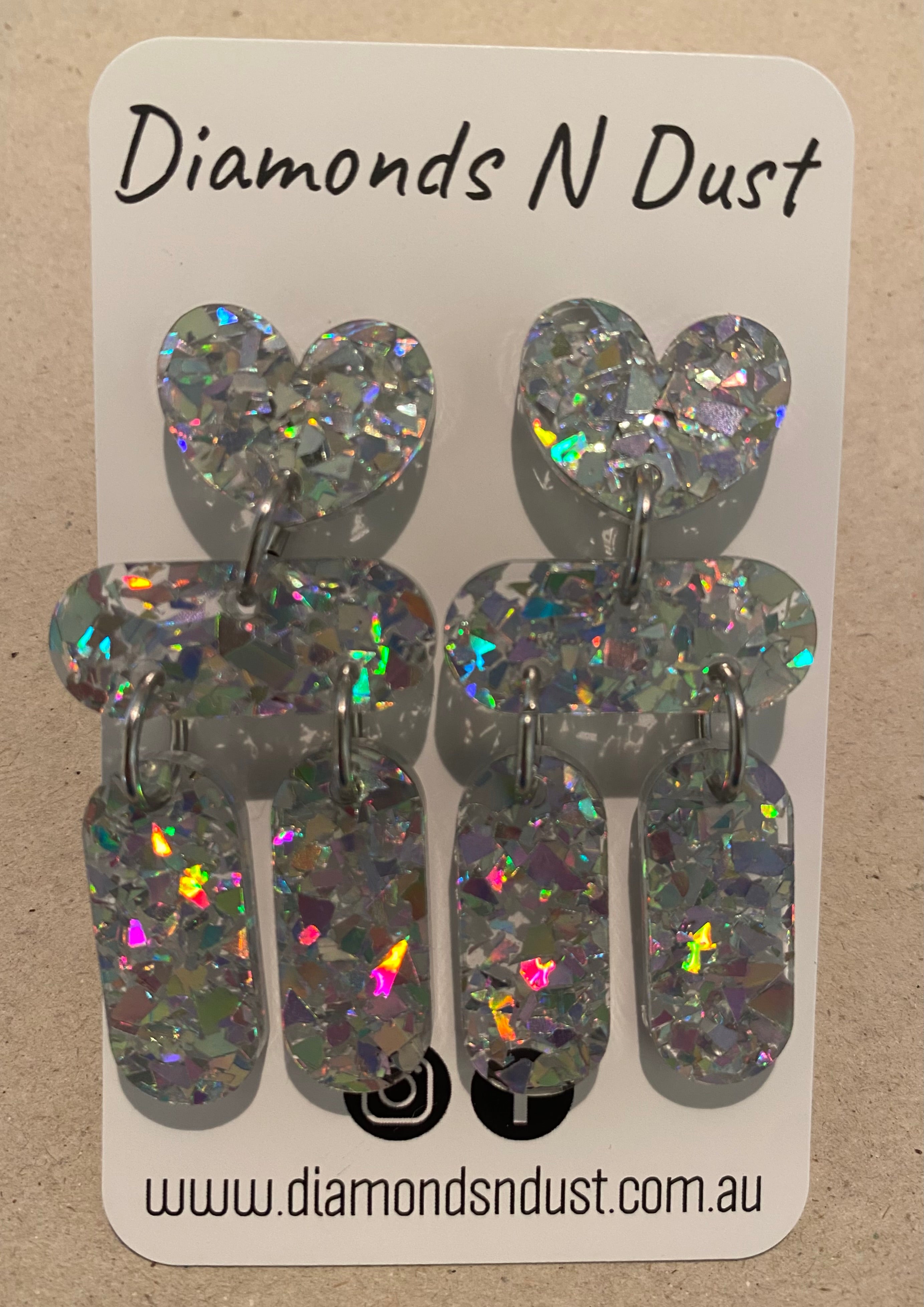 Heart Dangle Earrings - glitter (4 colour options)