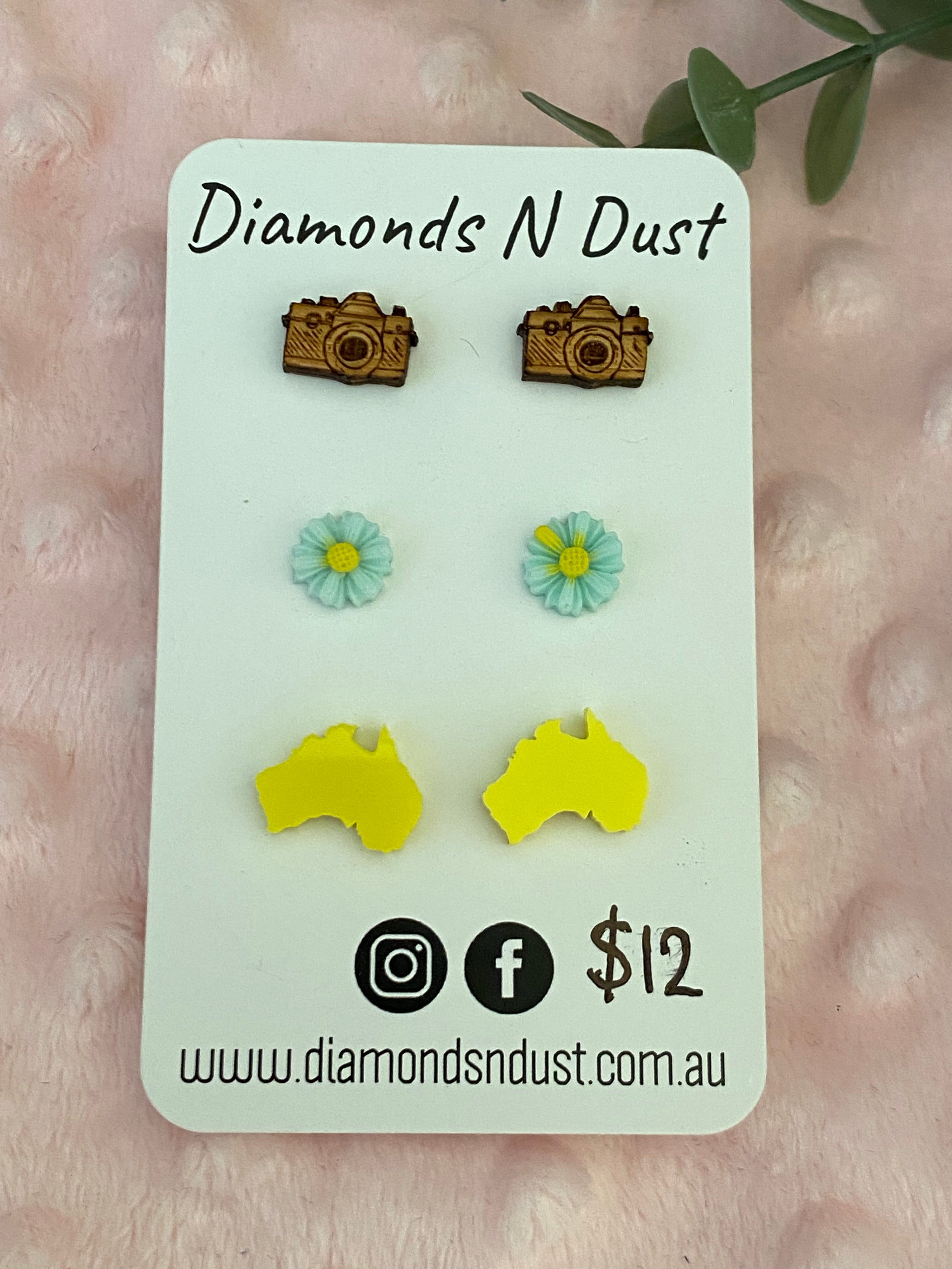 Stud Earrings - trio pack - (3 pack options)