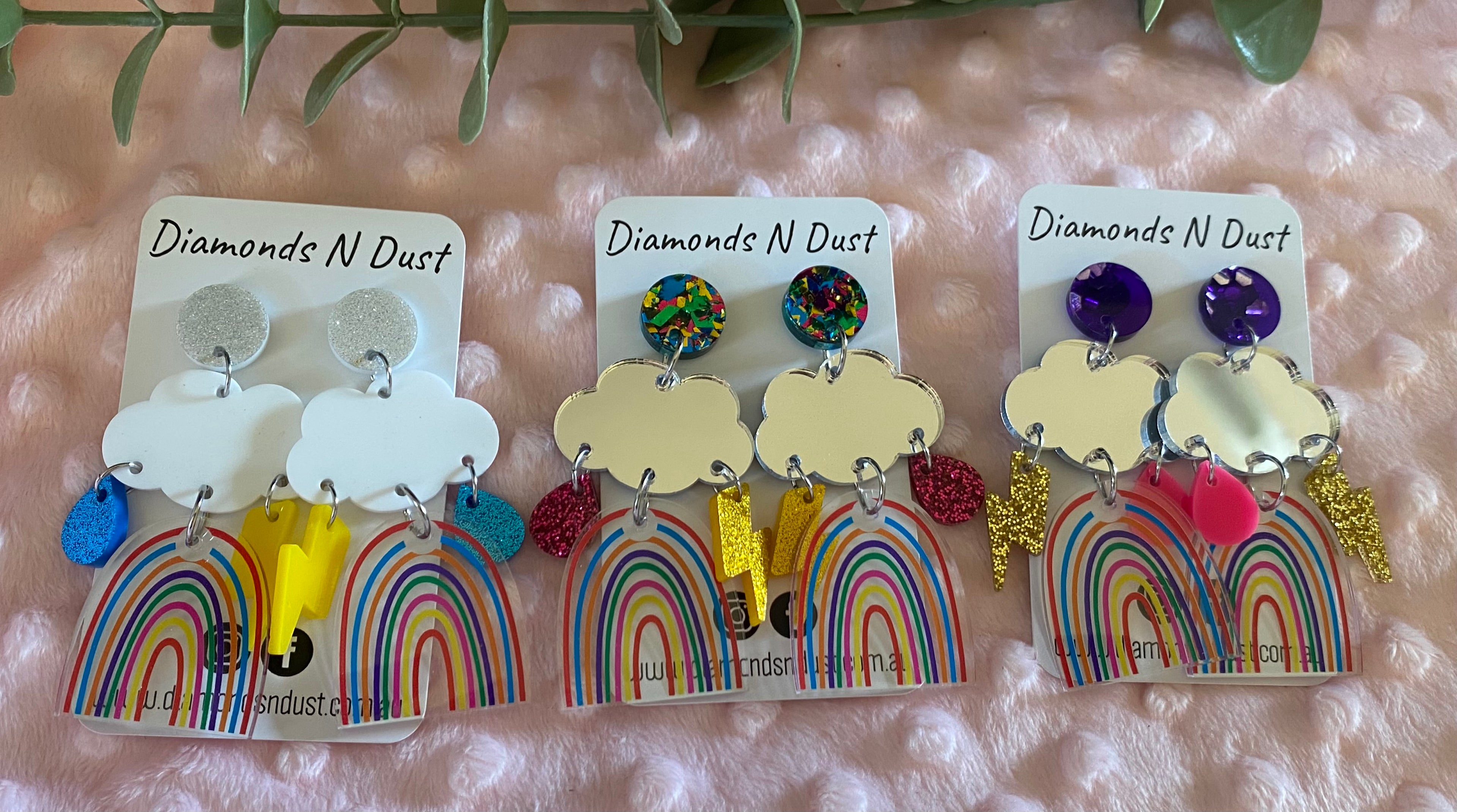 Dangle Earrings - Thunderstorm Rainbow (3 colour options to choose from)