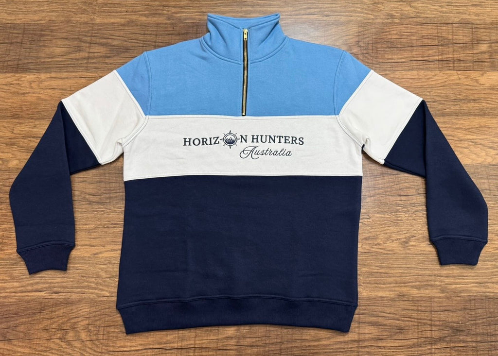 1/4 Zip jumper - Sky Blue, White & Navy