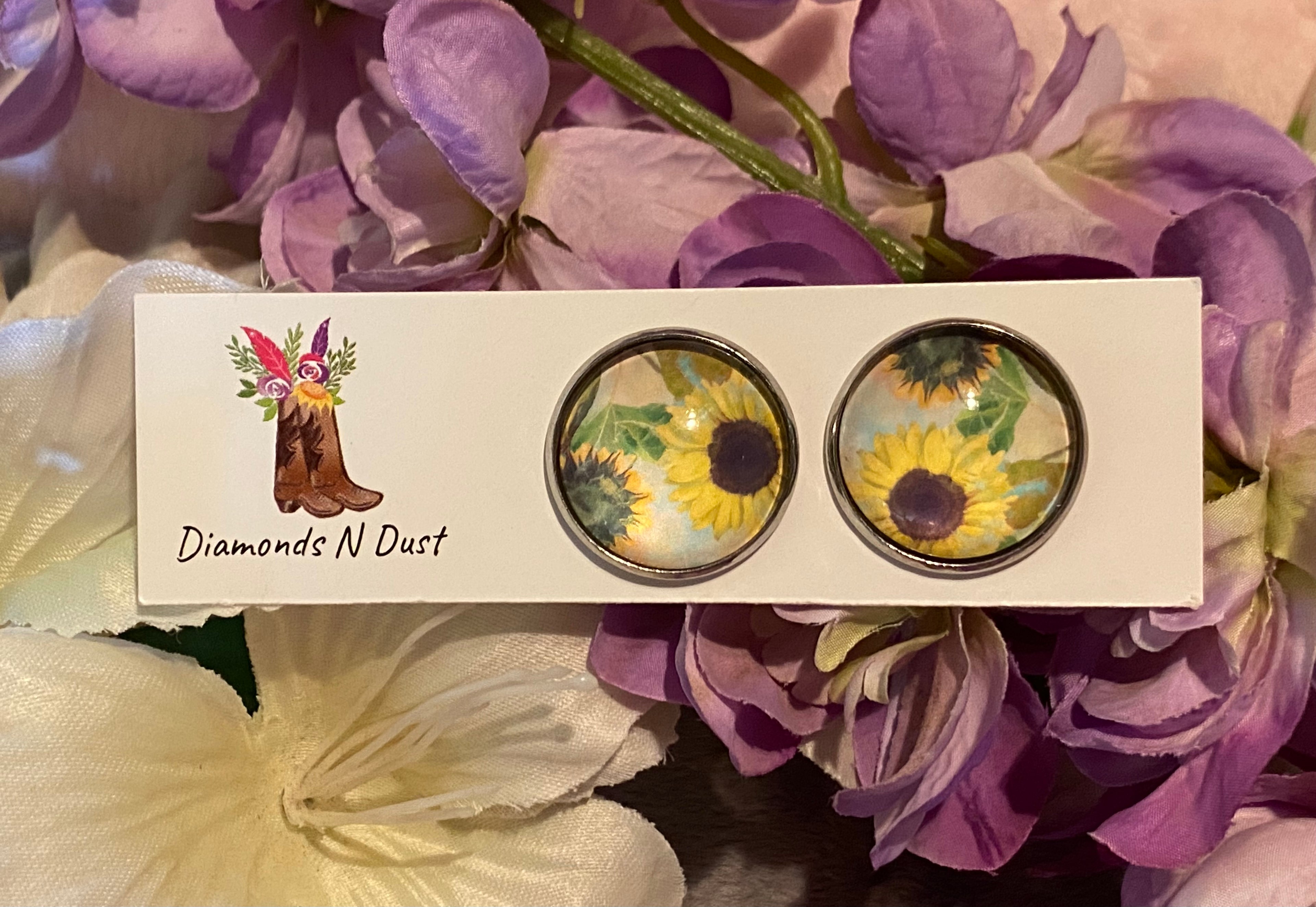 Stud earring - 20mm - Glass (8 design options)