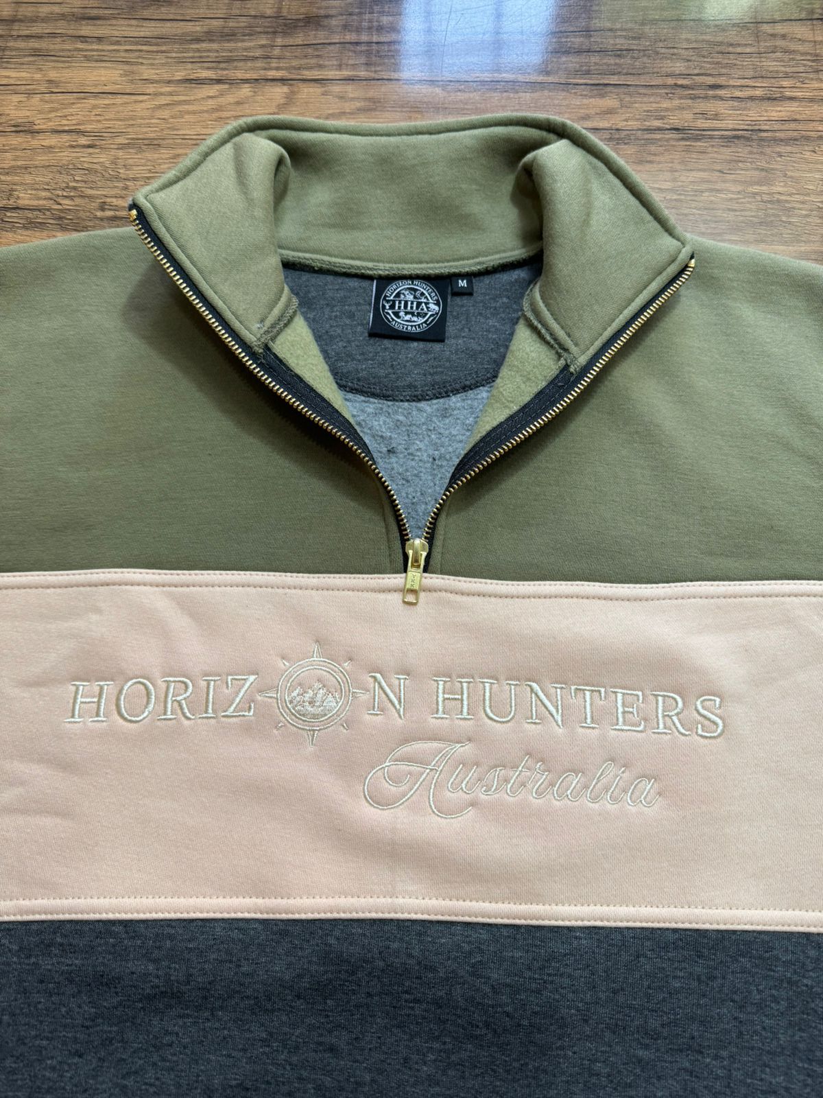 1/4 Zip jumper - Green, Sand & Charcoal