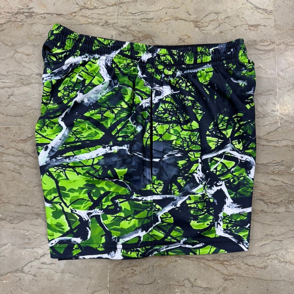 Footy Shorts - Green camo with Compass logo - Zip pockets