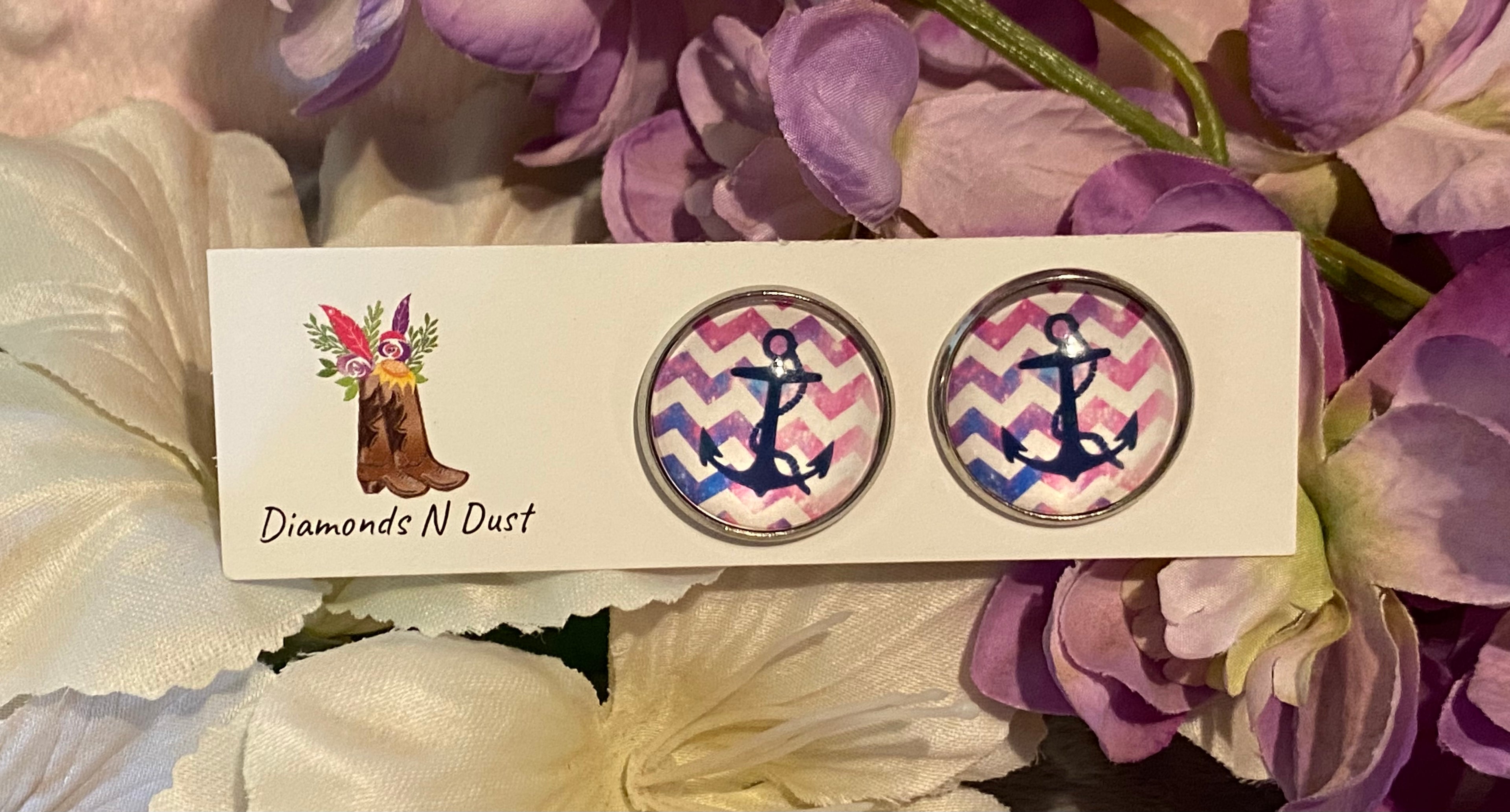 Stud earring - 20mm - Glass (8 design options)