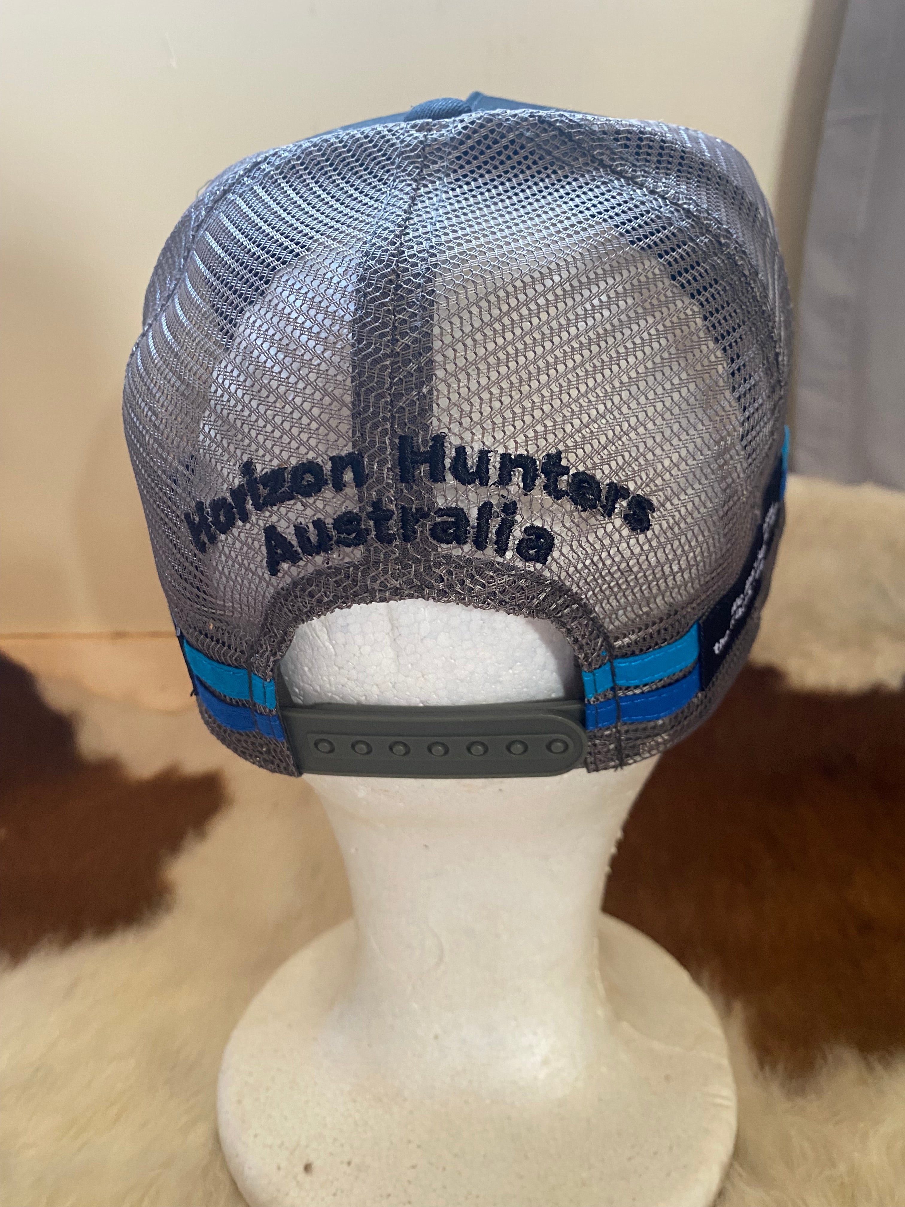 Black, Blue & Grey Fishing graphic Trucker Cap