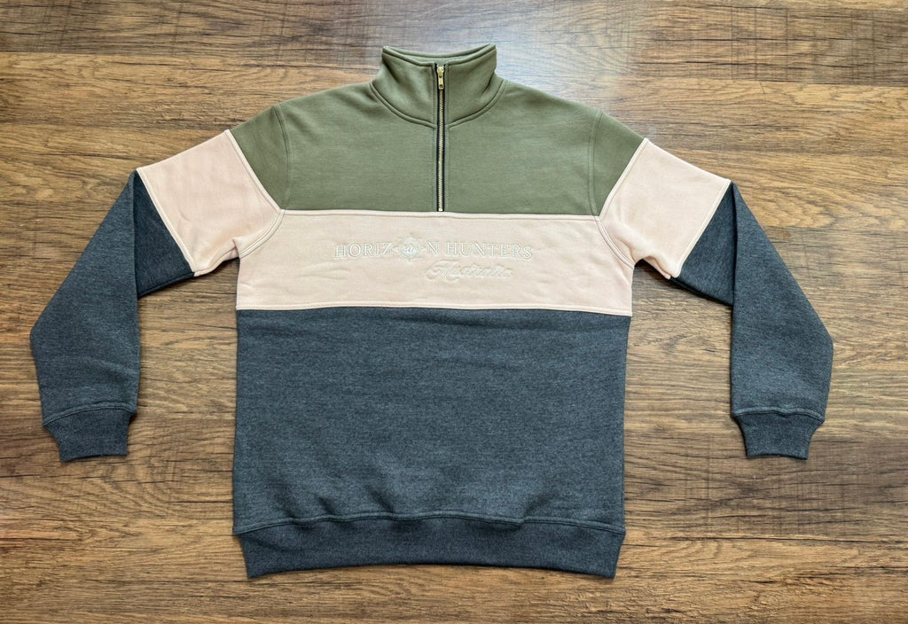 1/4 Zip jumper - Green, Sand & Charcoal