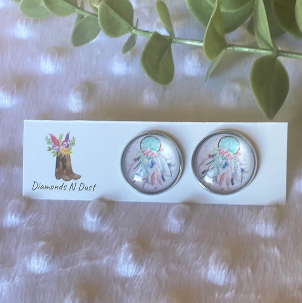 Stud earring - 20mm - Glass (8 design options)