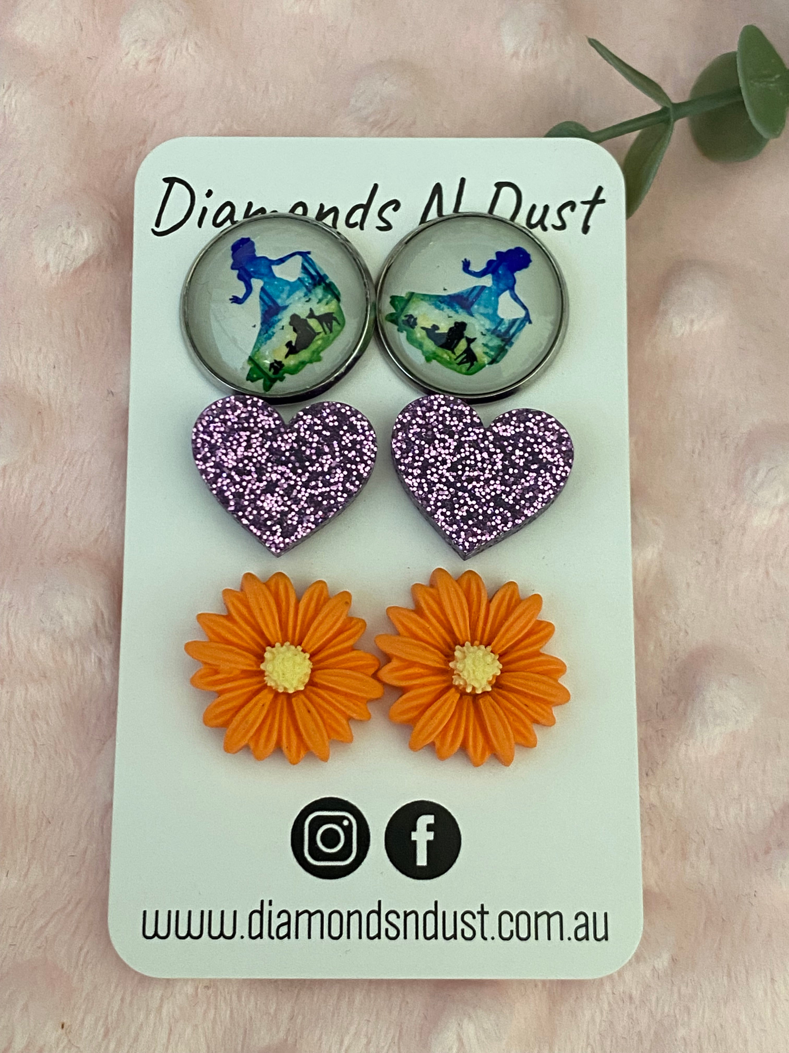 Stud Earrings - trio pack - (3 pack options)