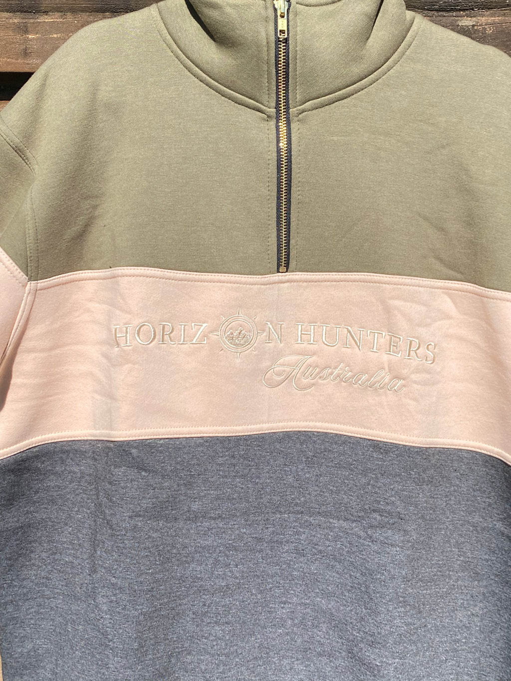 1/4 Zip jumper - Green, Sand & Charcoal