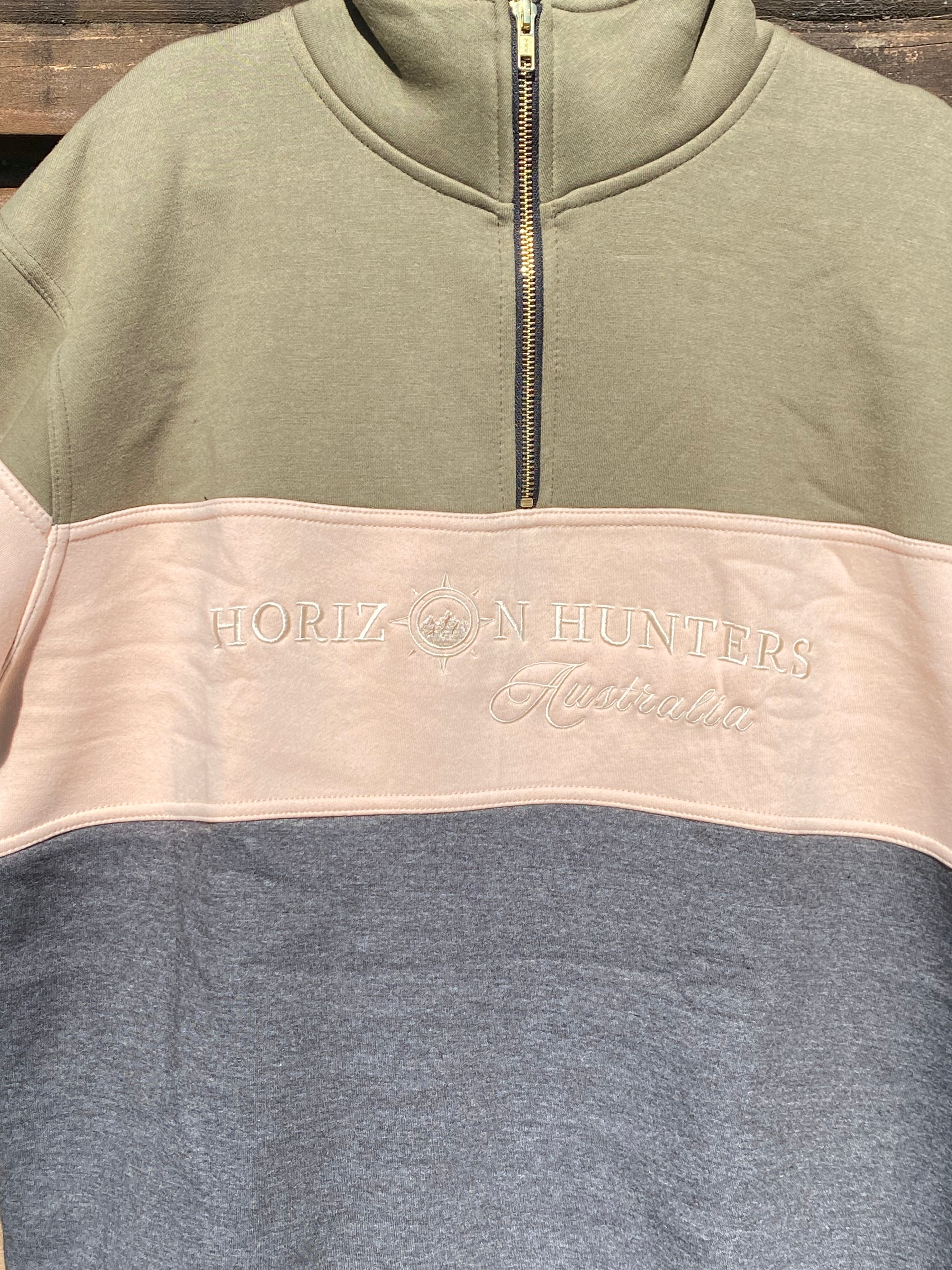1/4 Zip jumper - Green, Sand & Charcoal