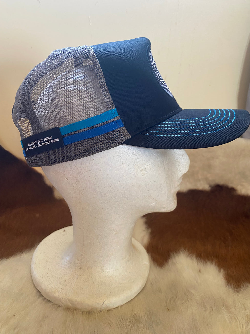 Black, Blue & Grey Fishing graphic Trucker Cap