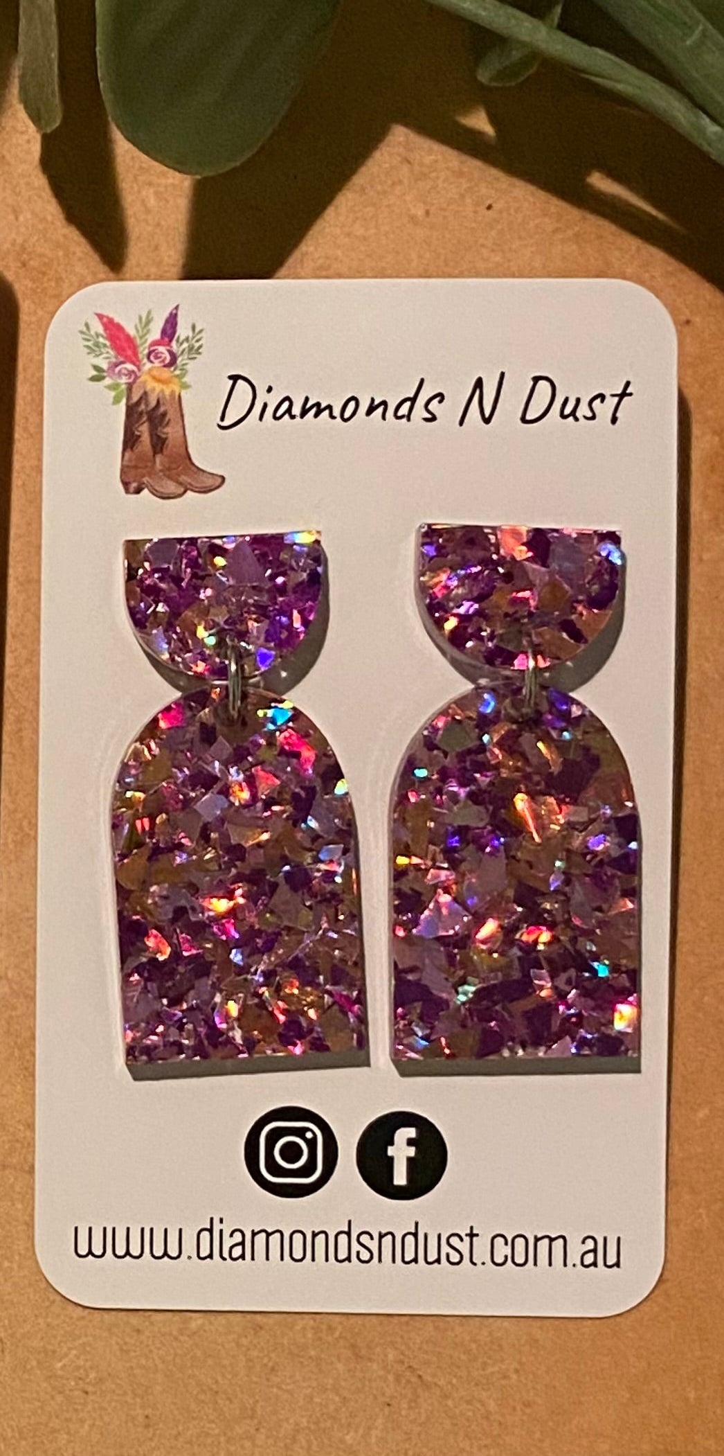 Dangle Earrings - Pink shatter glitter (2 style options to choose from)