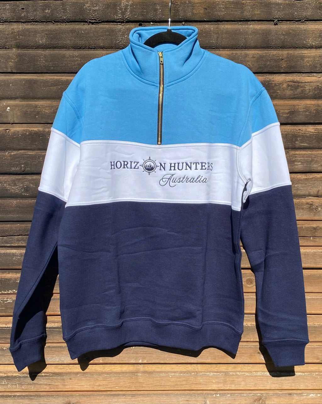 1/4 Zip jumper - Sky Blue, White & Navy