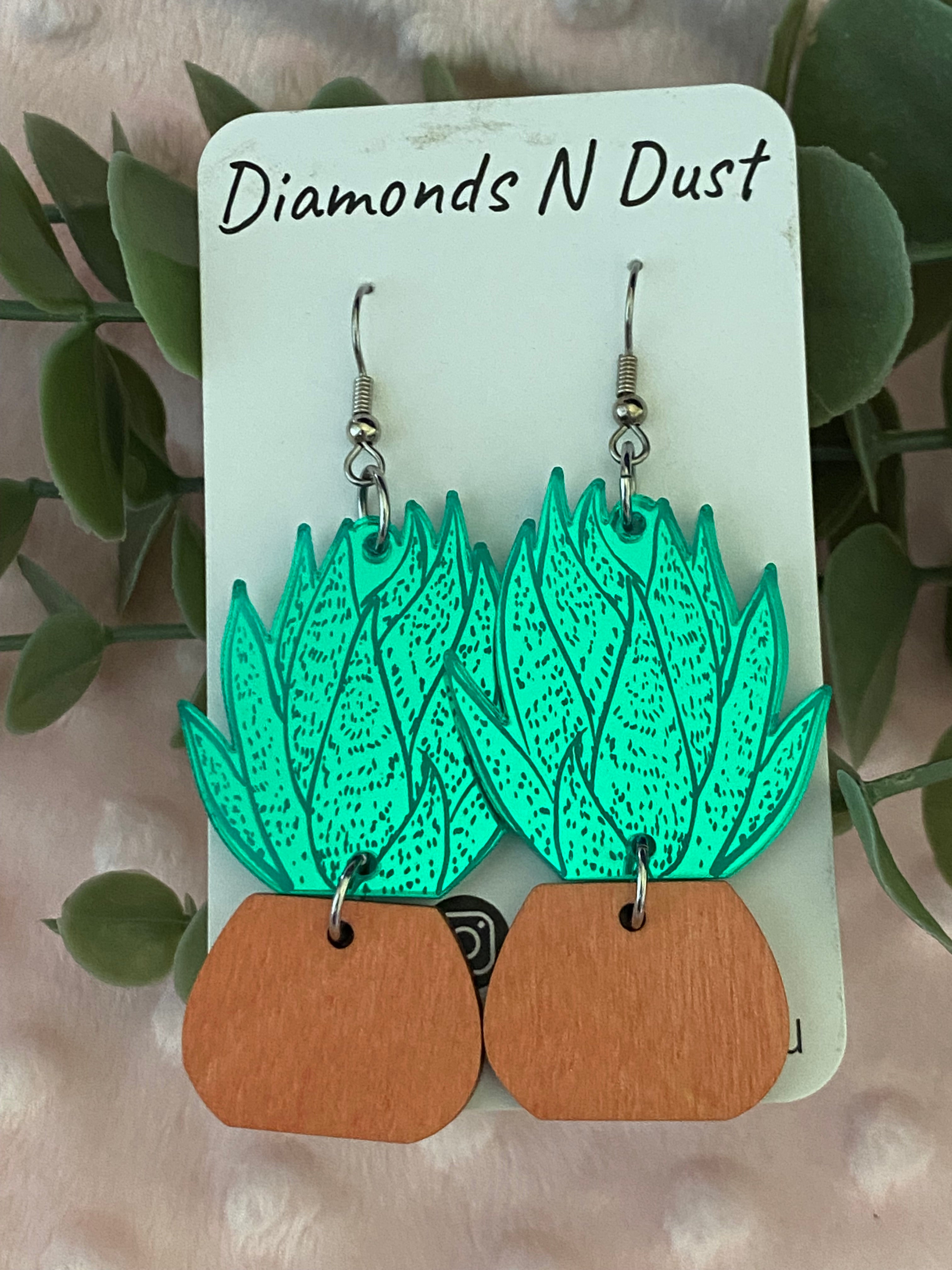 Dangle Earrings - Potted Agave
