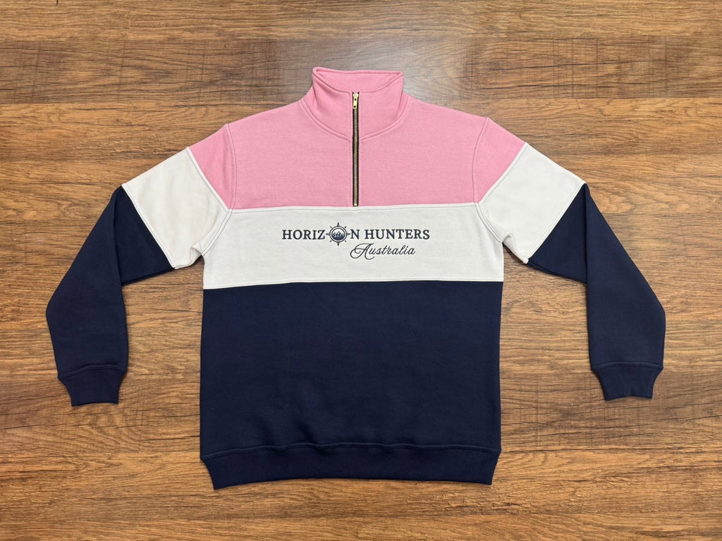 1/4 Zip jumper - Baby Pink, White & Navy