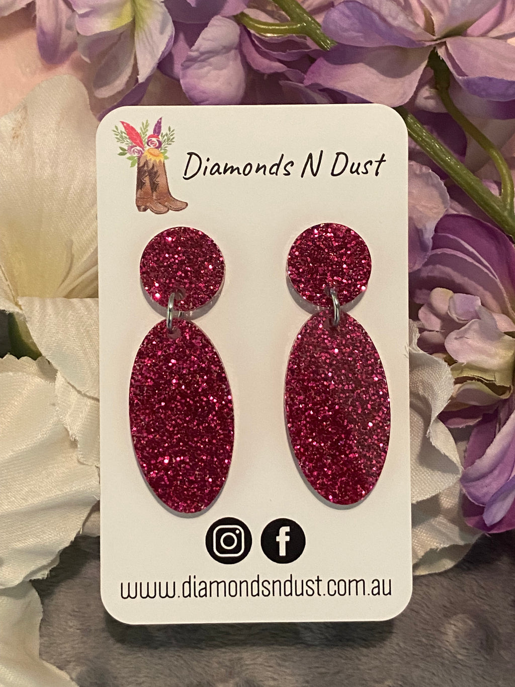 Dangle Earrings - Pink Glitter & Yellow (2 styles)