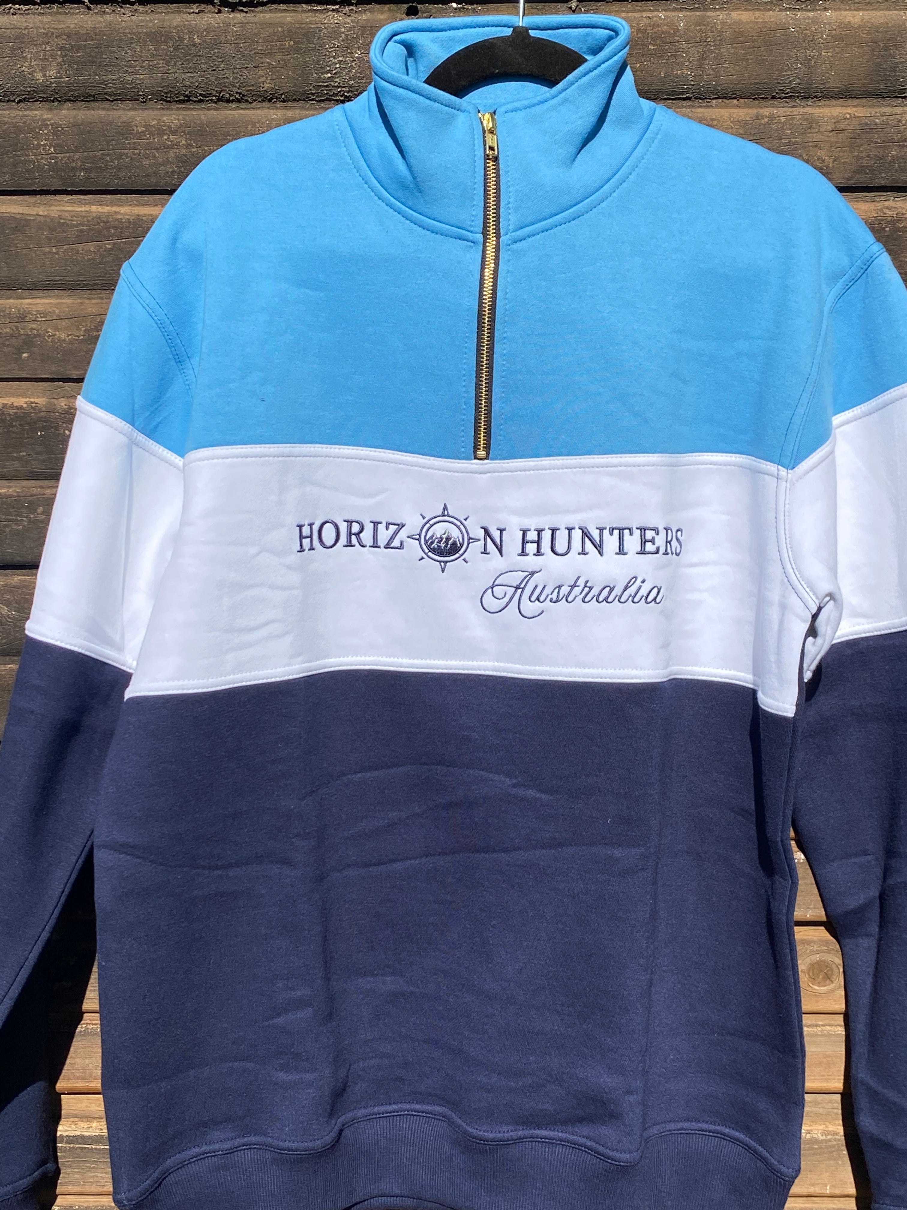 1/4 Zip jumper - Sky Blue, White & Navy