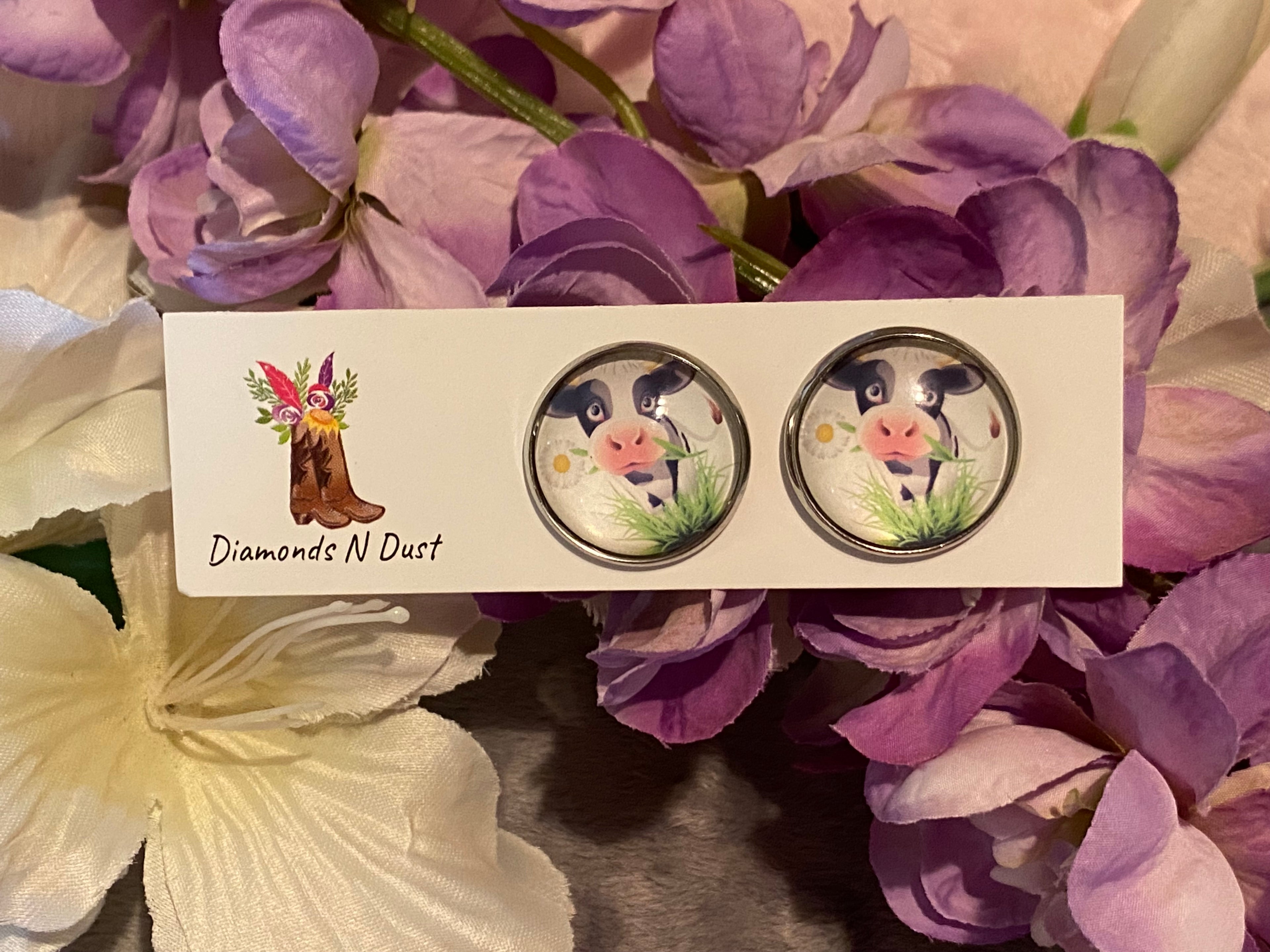 Stud earring - 20mm - Glass (8 design options)