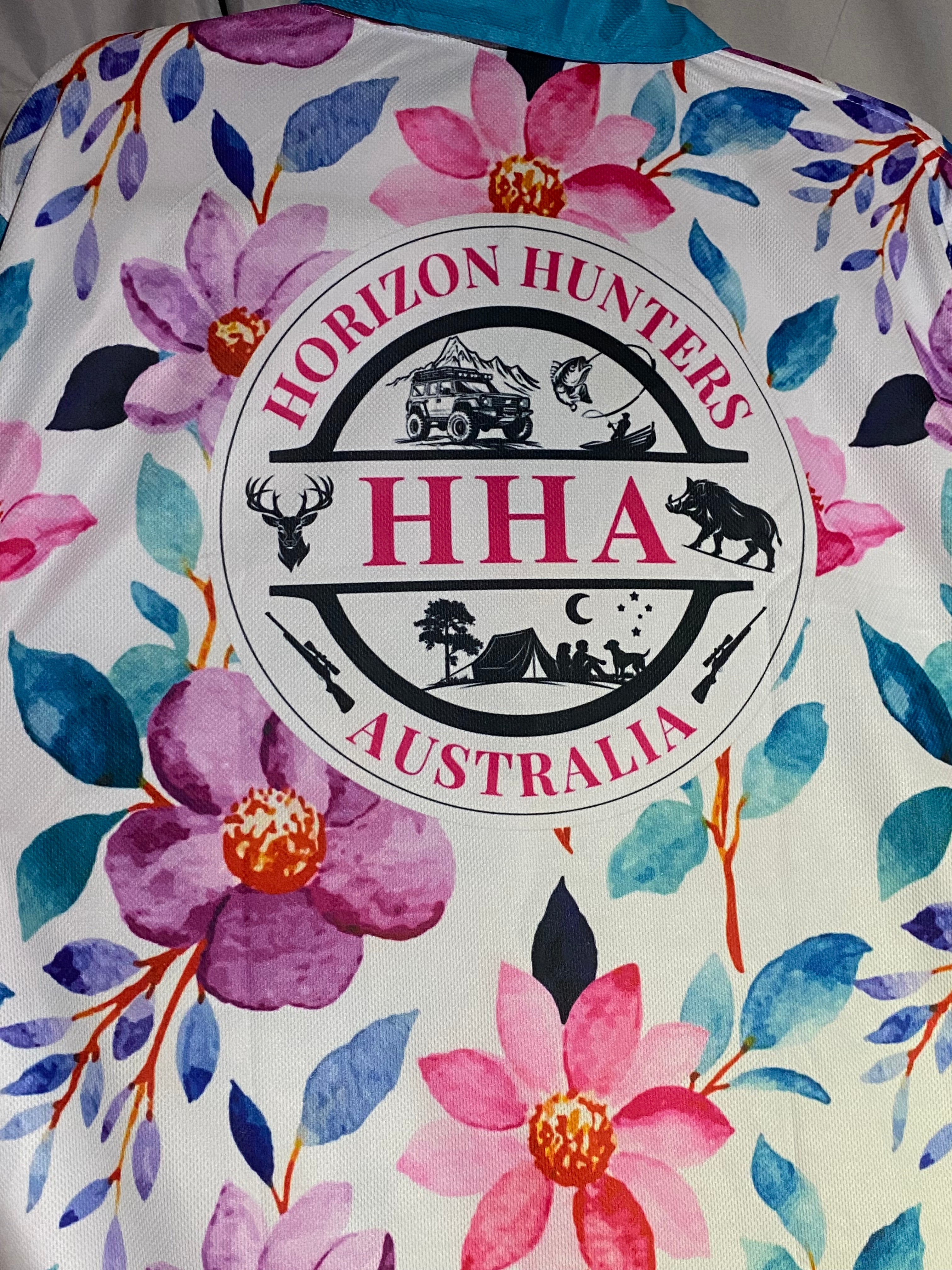 Fishing Shirt - Floral & teal - size XS-4XL - light weight fabric