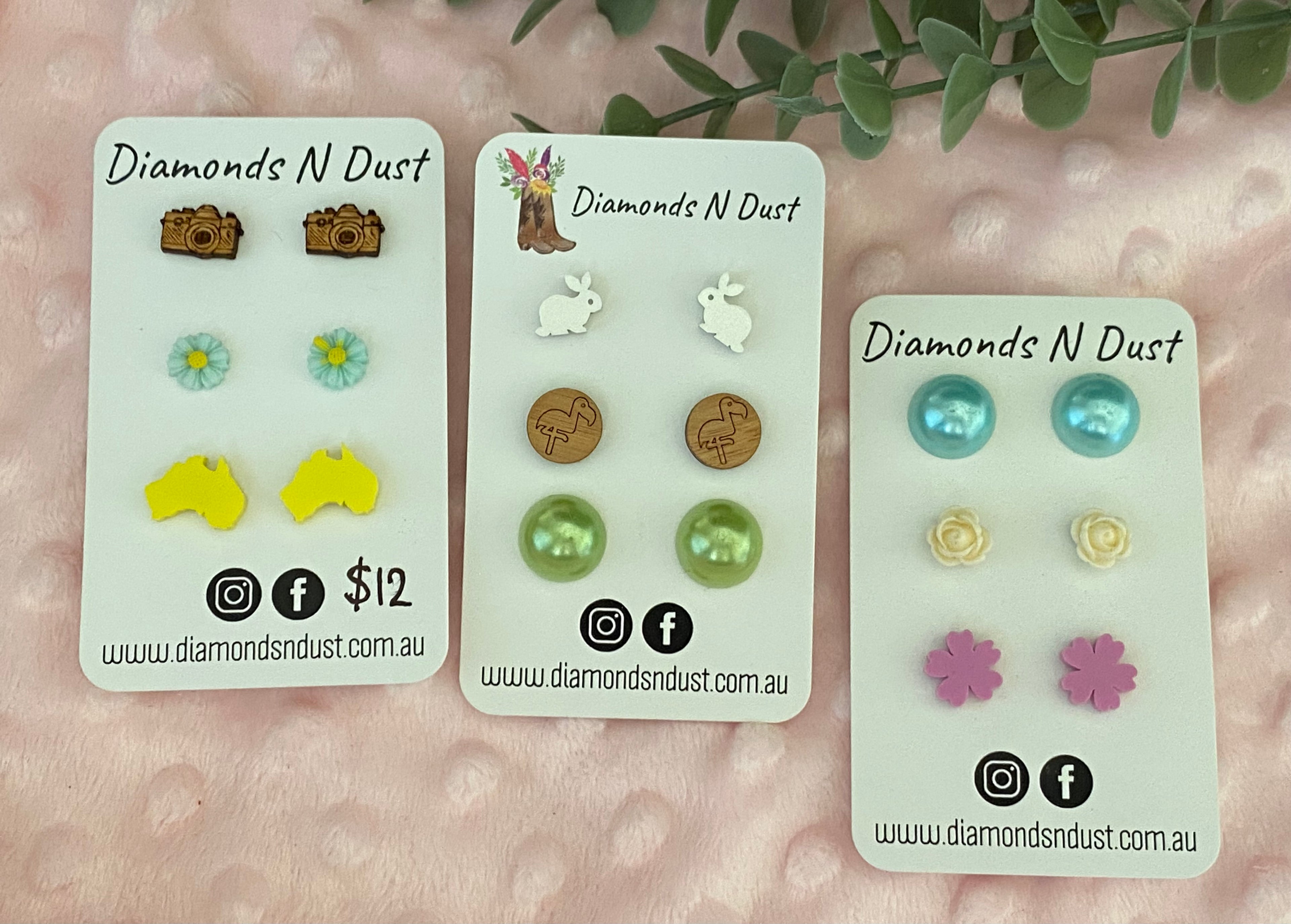Stud Earrings - trio pack - (3 pack options)