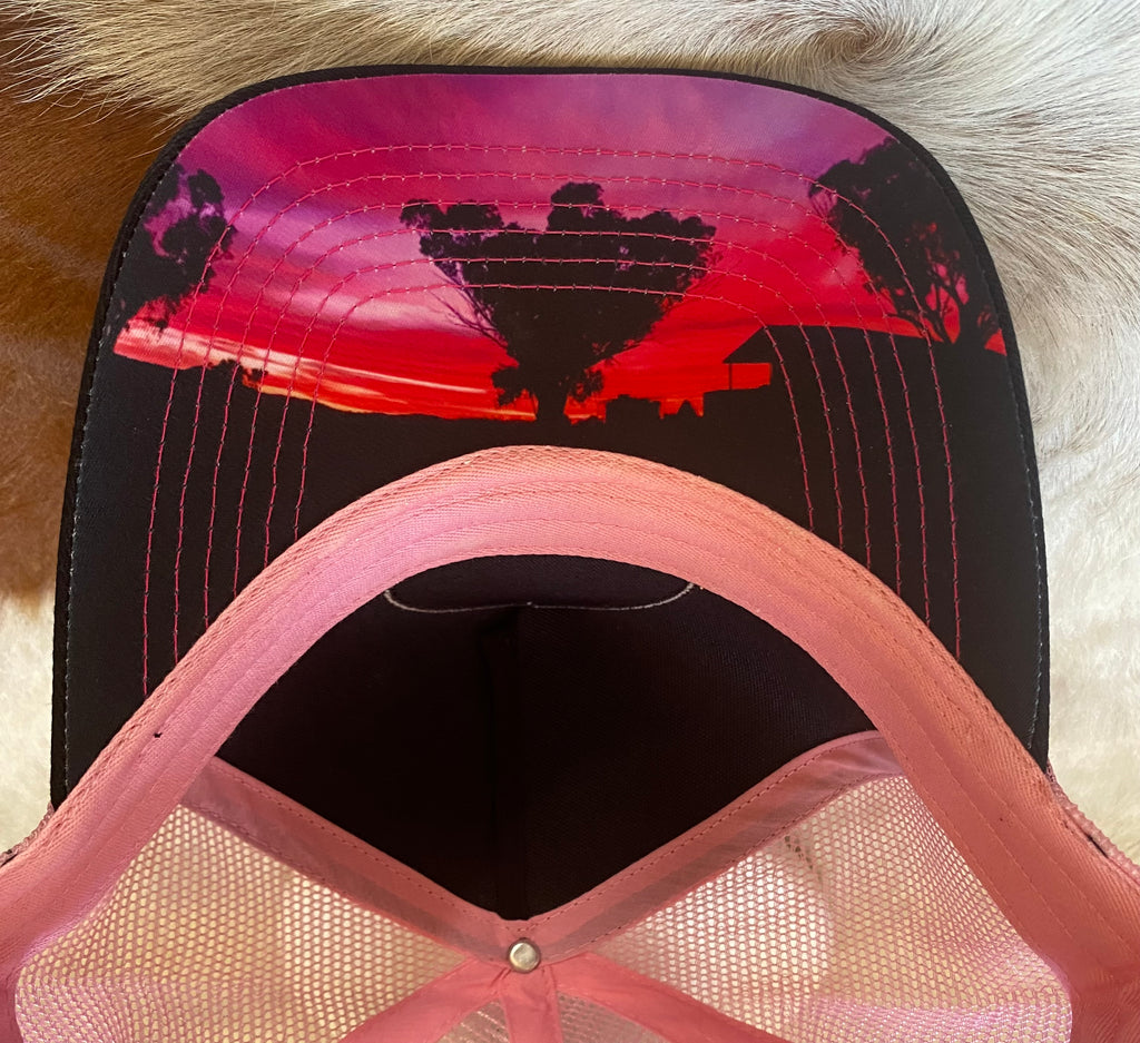 Pink & Black Sunset graphic Trucker Cap