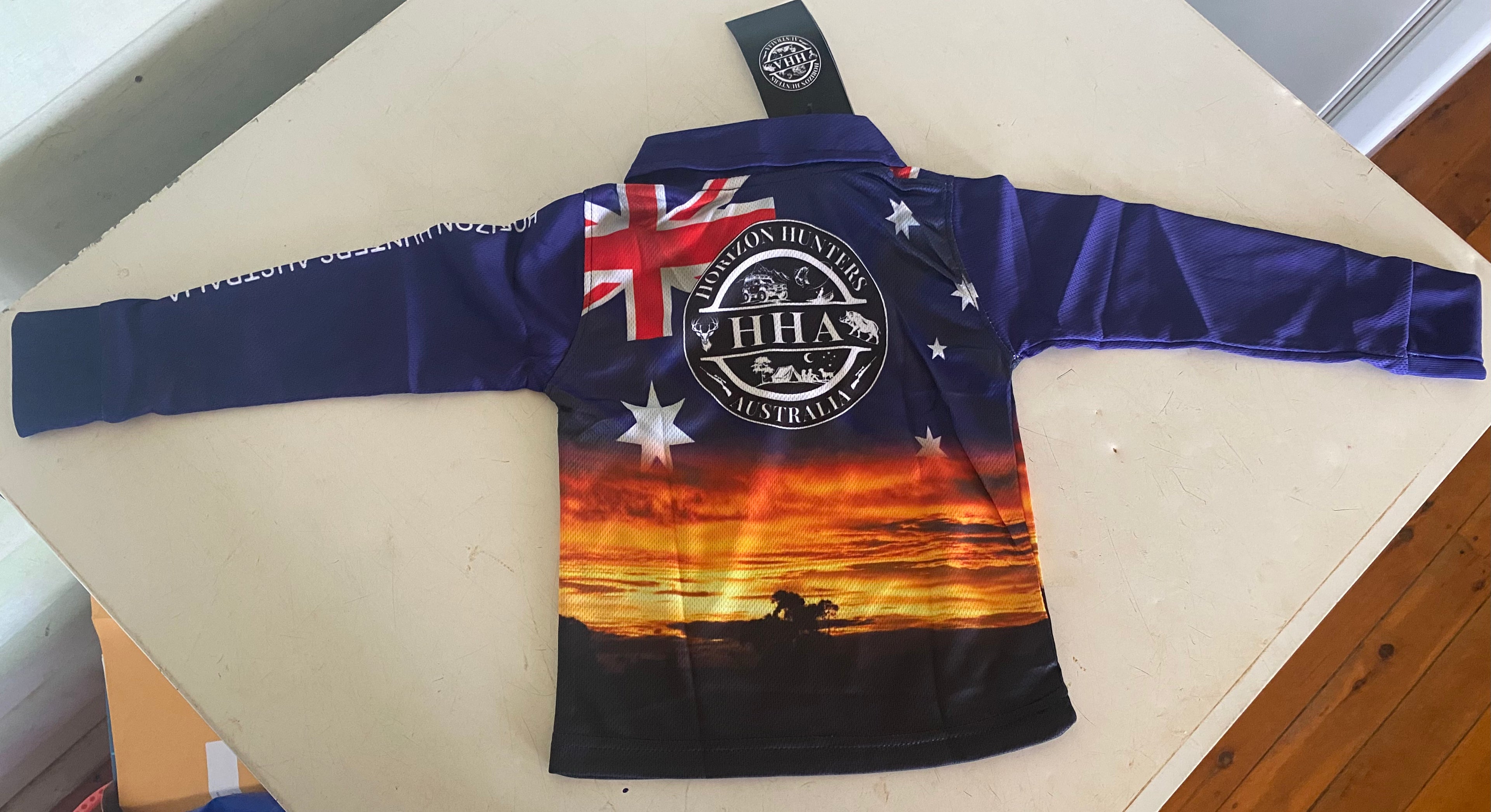Fishing Shirt - Australian Flag & sunset - size XS-4XL