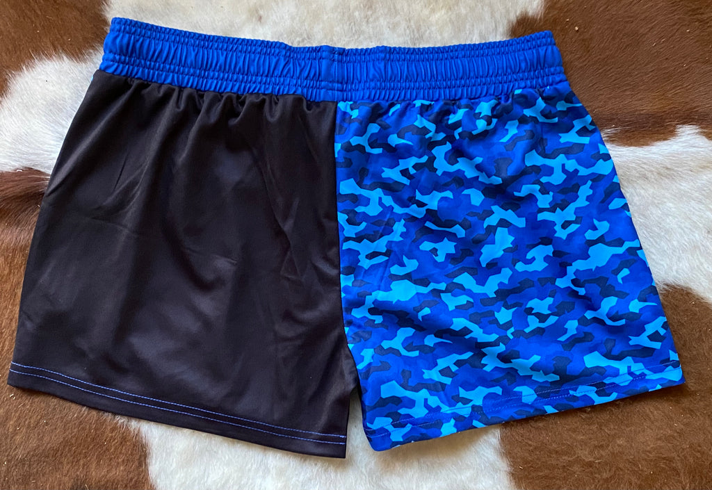 Footy Shorts - Blue Camo - Zip Pockets