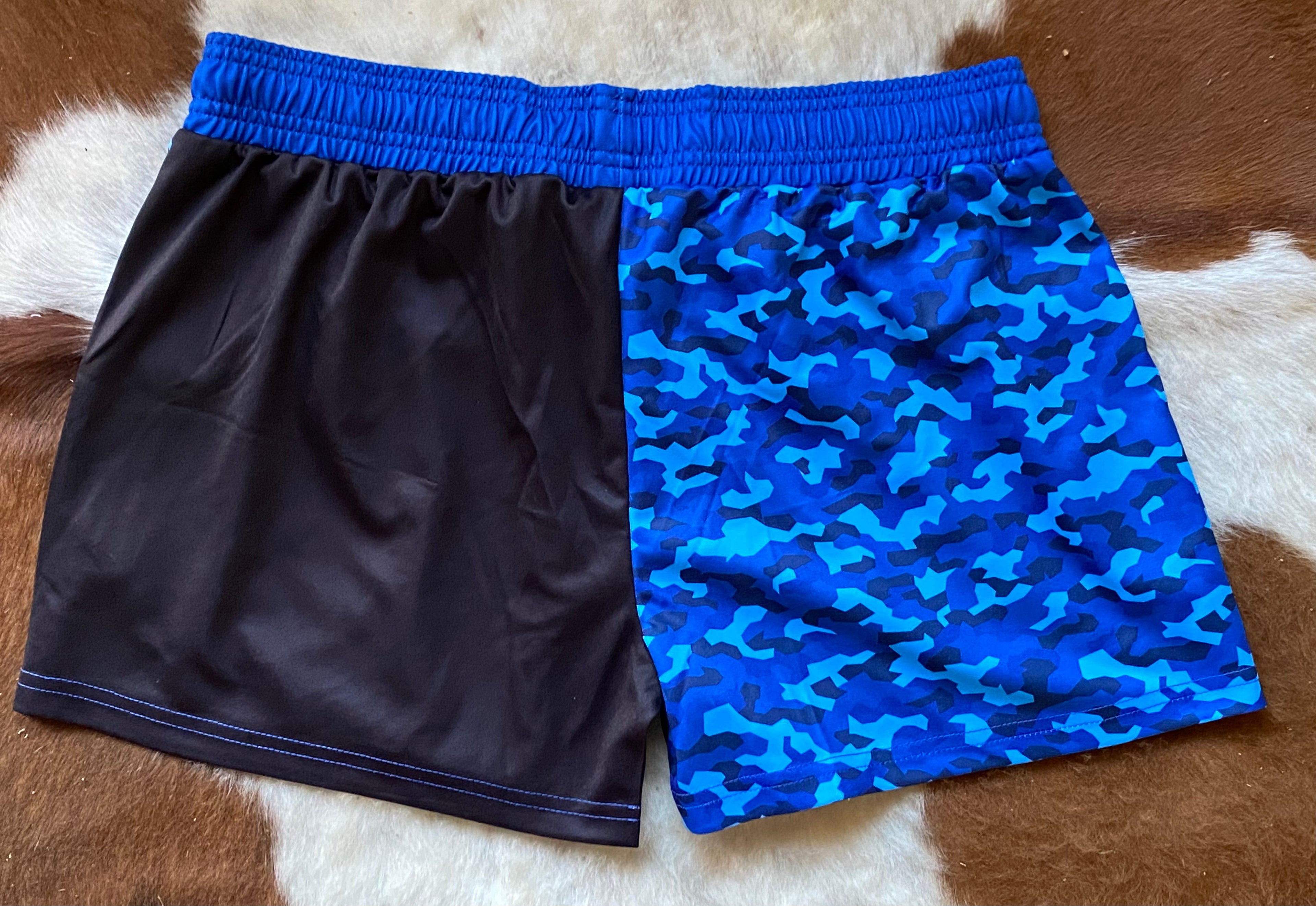 Footy Shorts - Blue Camo - Zip Pockets