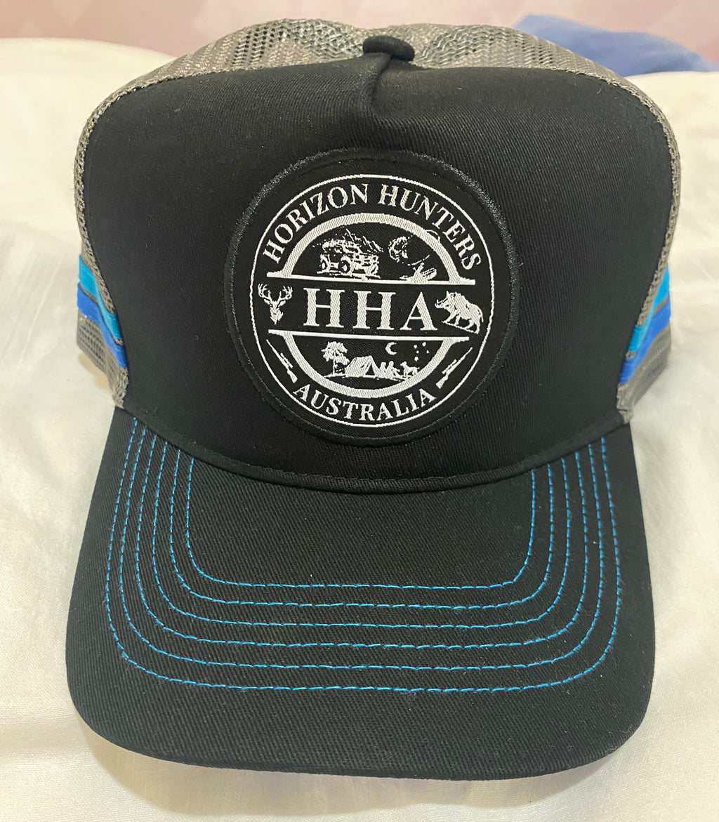 Black, Blue & Grey Fishing graphic Trucker Cap