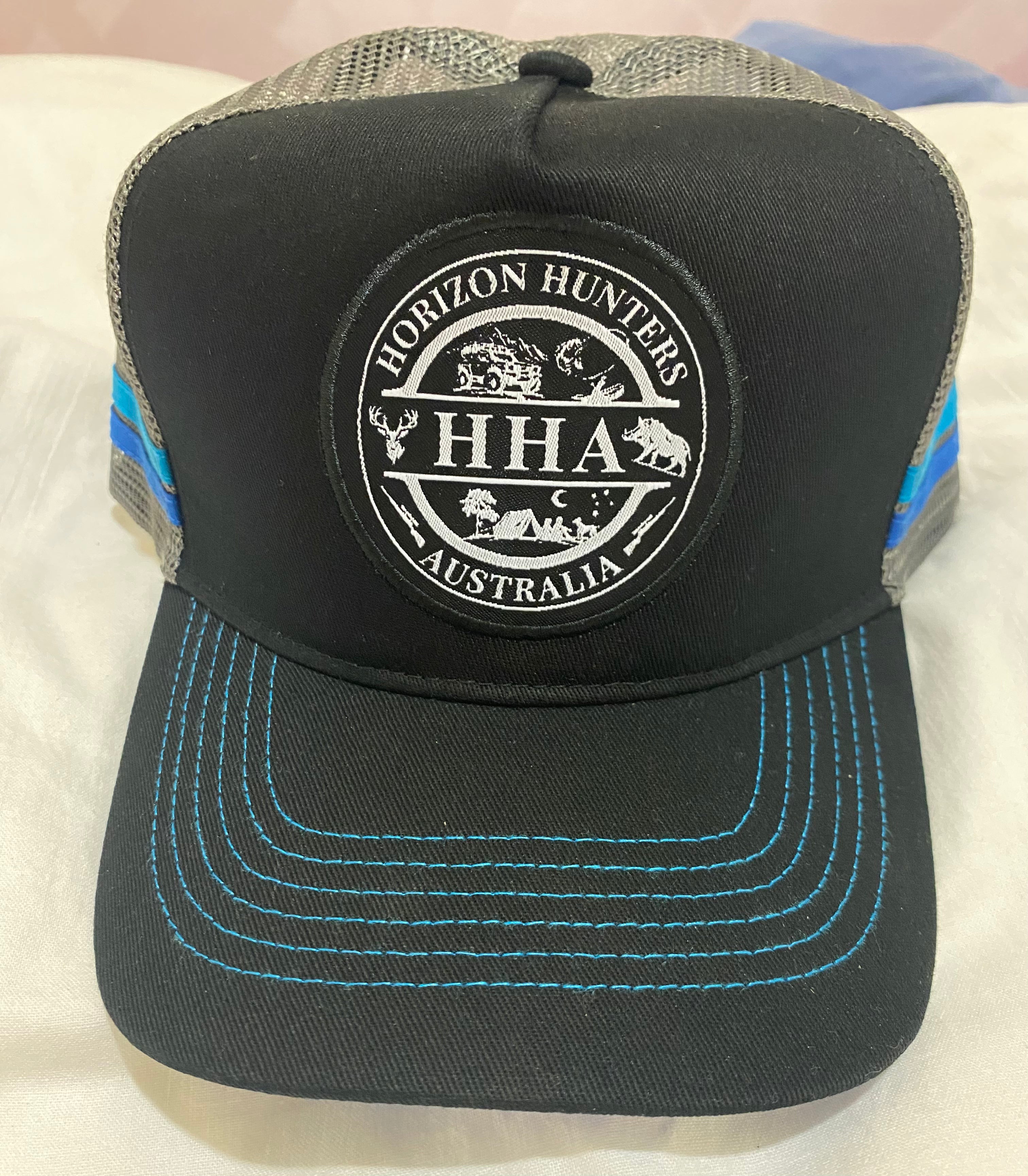 Black, Blue & Grey Fishing graphic Trucker Cap