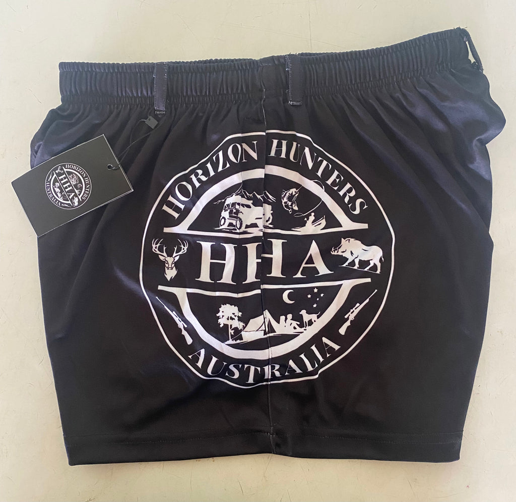 Kids - Footy Shorts - Black & White Logo - Pockets & belt loops