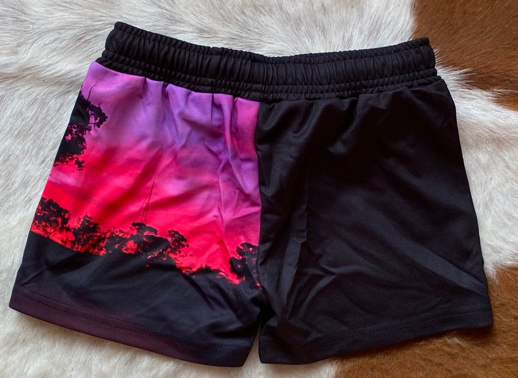 Kids - Footy Shorts - Pink Sunset - Zip Pockets