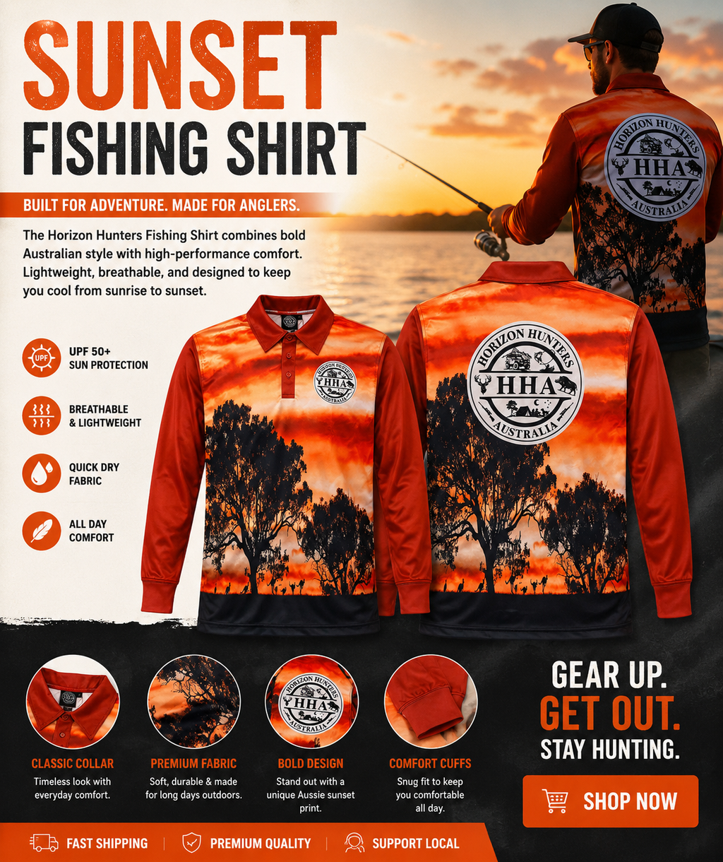 Fishing Shirt - Sunset & Kangaroo - size XS-4XL