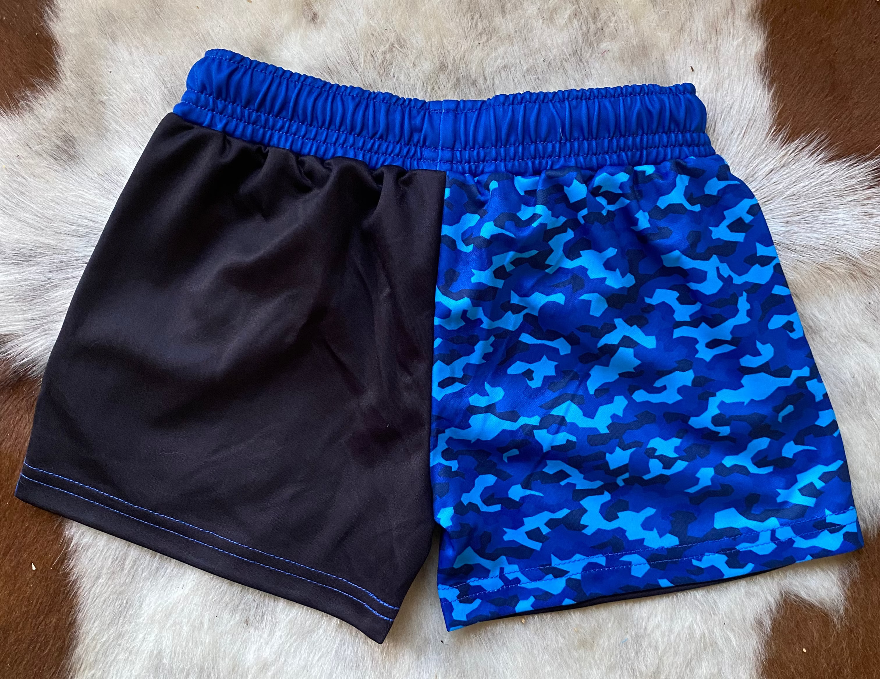 Kids - Footy Shorts - Blue Camo - Zip Pockets