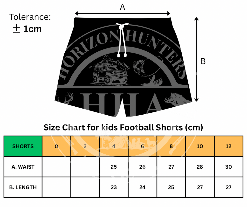 Kids - Footy Shorts - Blue Camo - Zip Pockets - Wrap around design