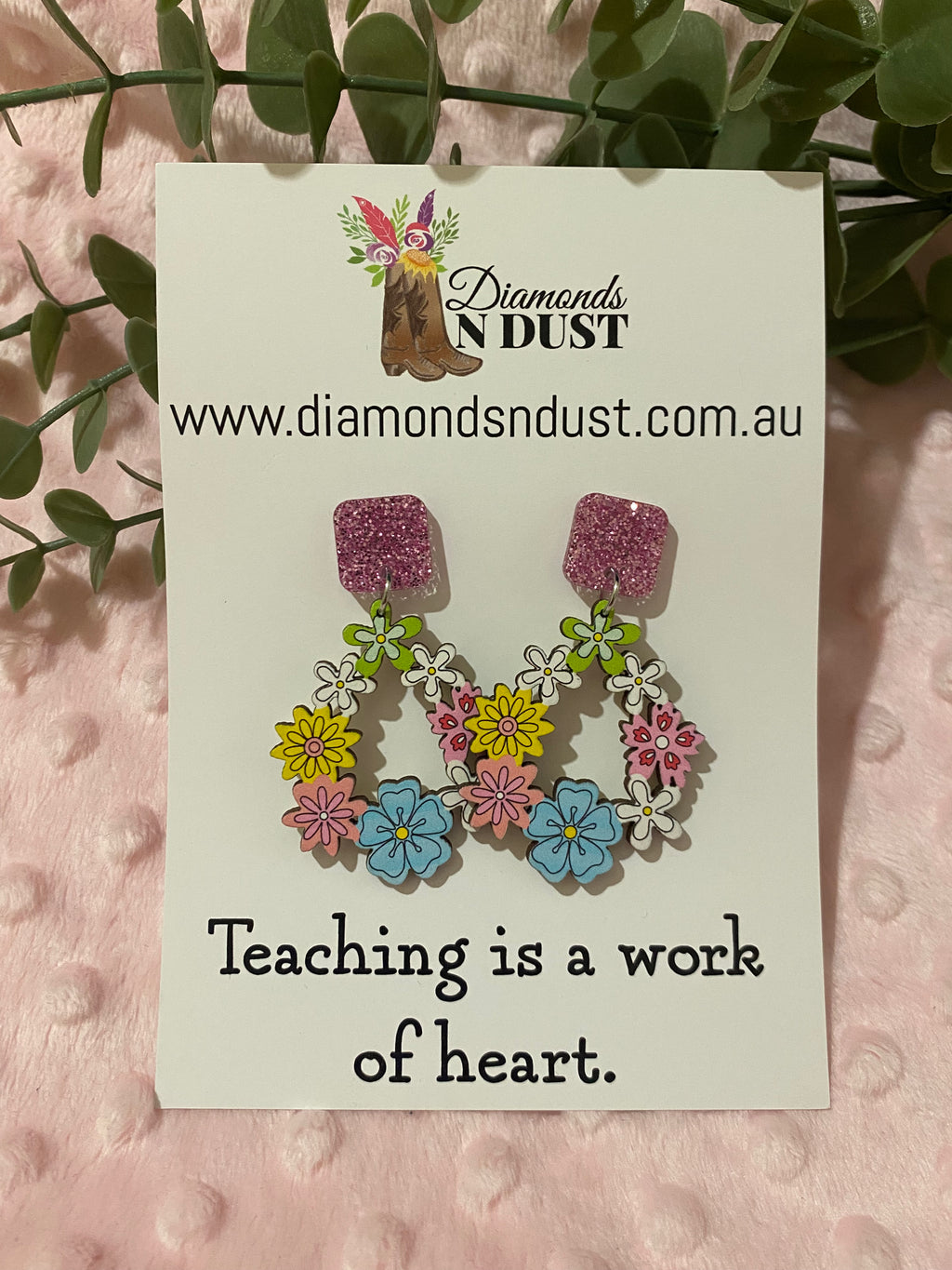 Dangle Earrings - Teacher Gifts “Teaching is a work of heart” - 4 design options