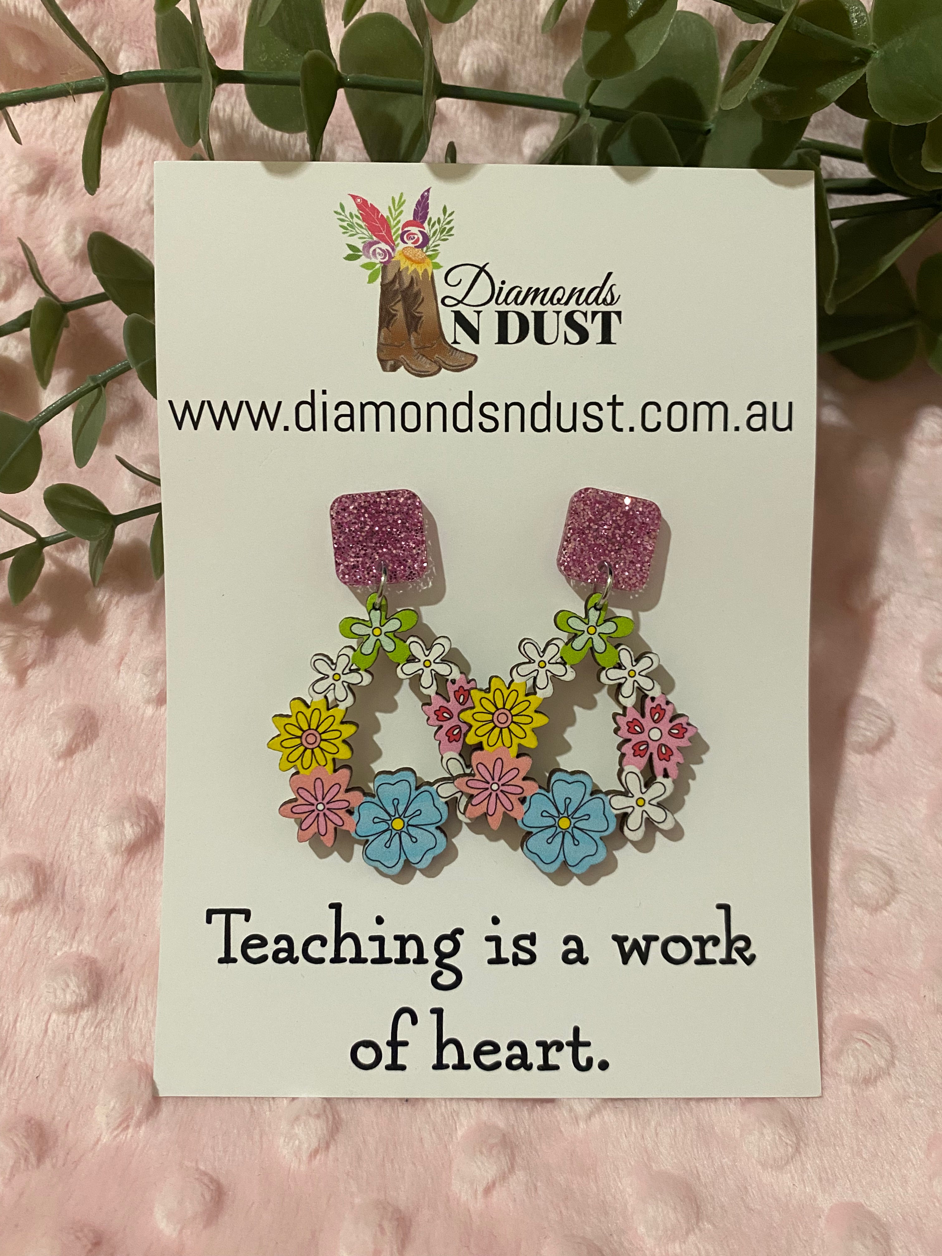 Dangle Earrings - Teacher Gifts “Teaching is a work of heart” - 4 design options