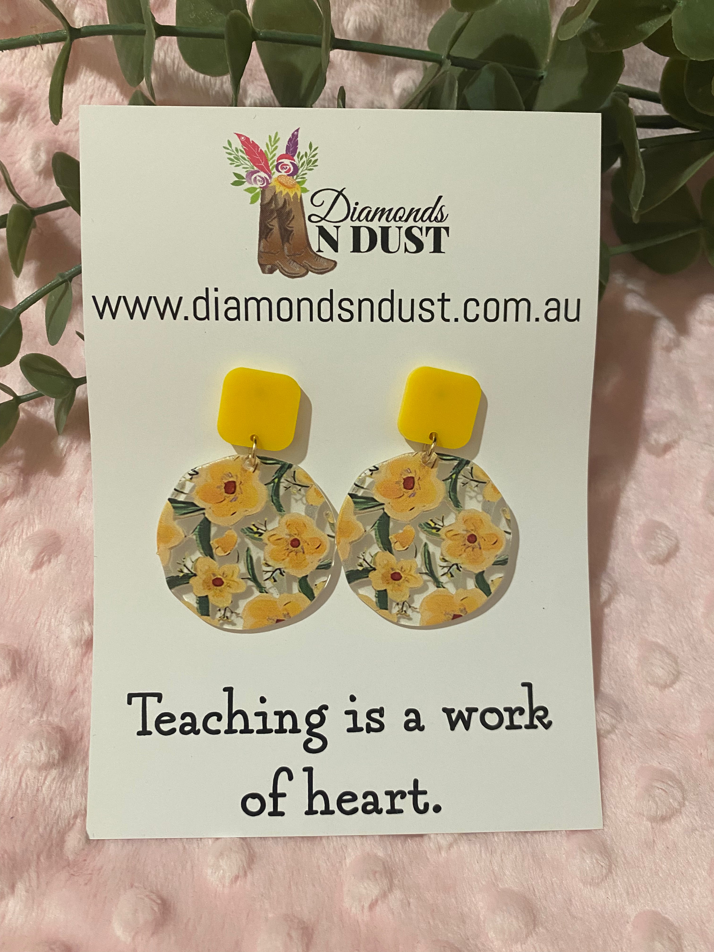Dangle Earrings - Teacher Gifts “Teaching is a work of heart” - 4 design options