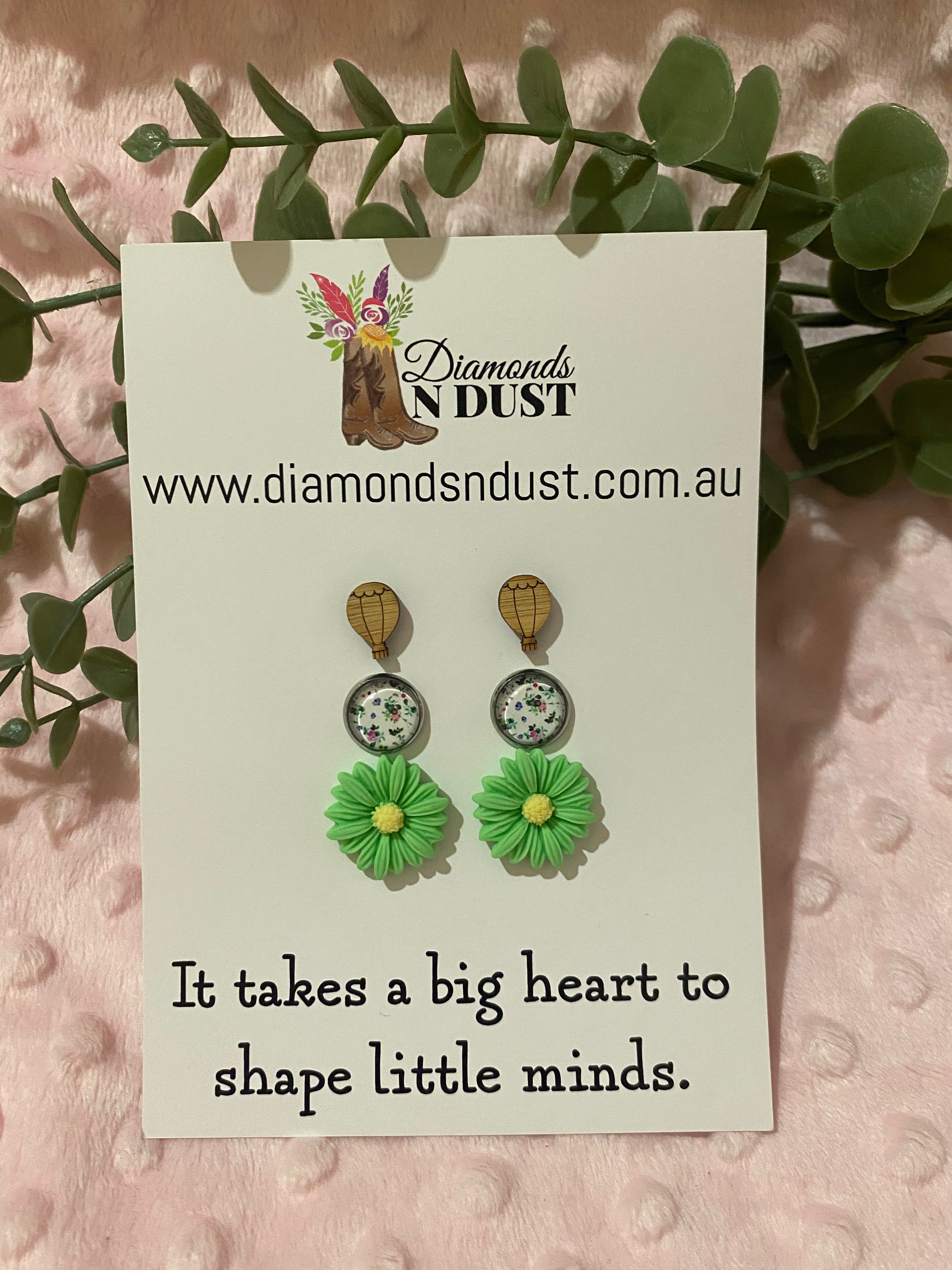 Stud Earrings - Teacher Gifts “It takes a big heart to shape little minds” - trio pack - 7 pack options