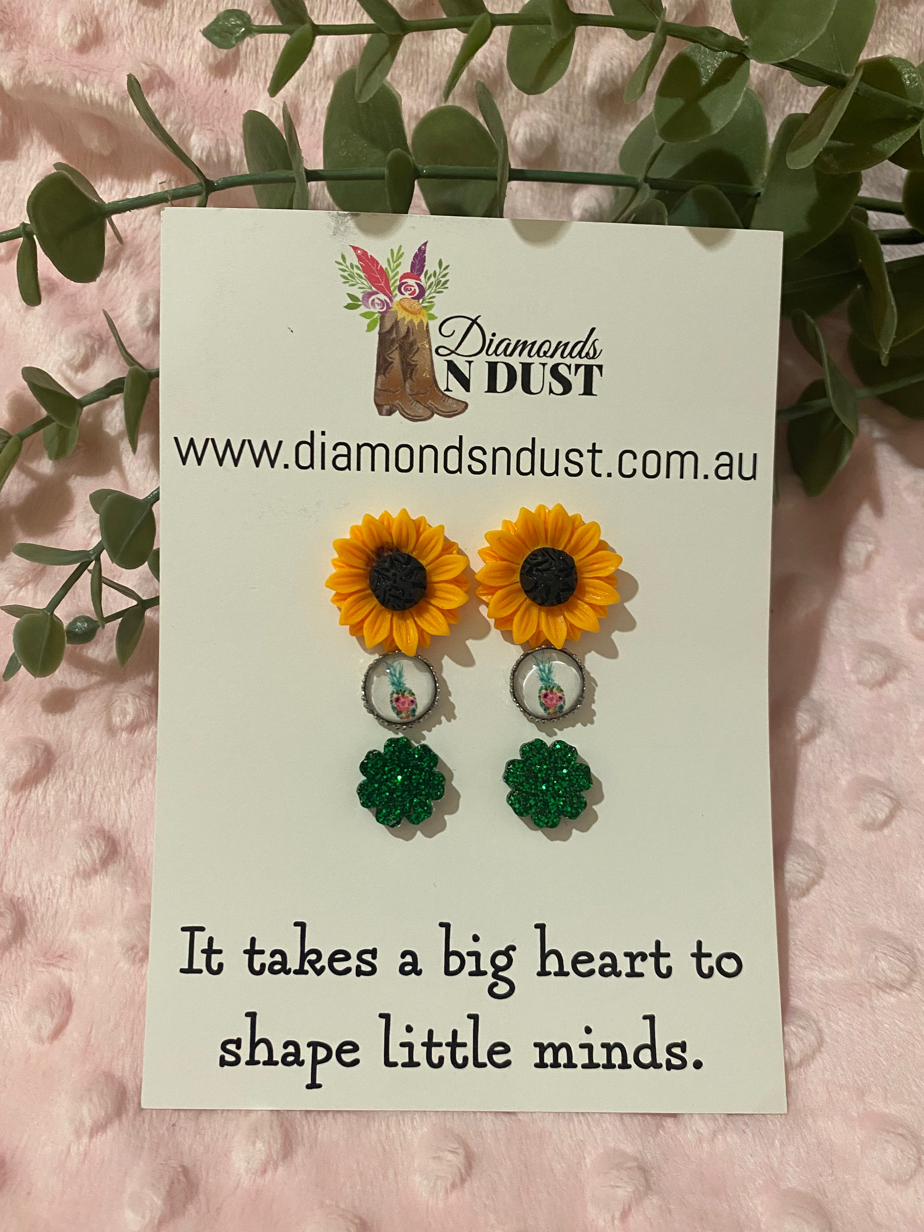 Stud Earrings - Teacher Gifts “It takes a big heart to shape little minds” - trio pack - 7 pack options