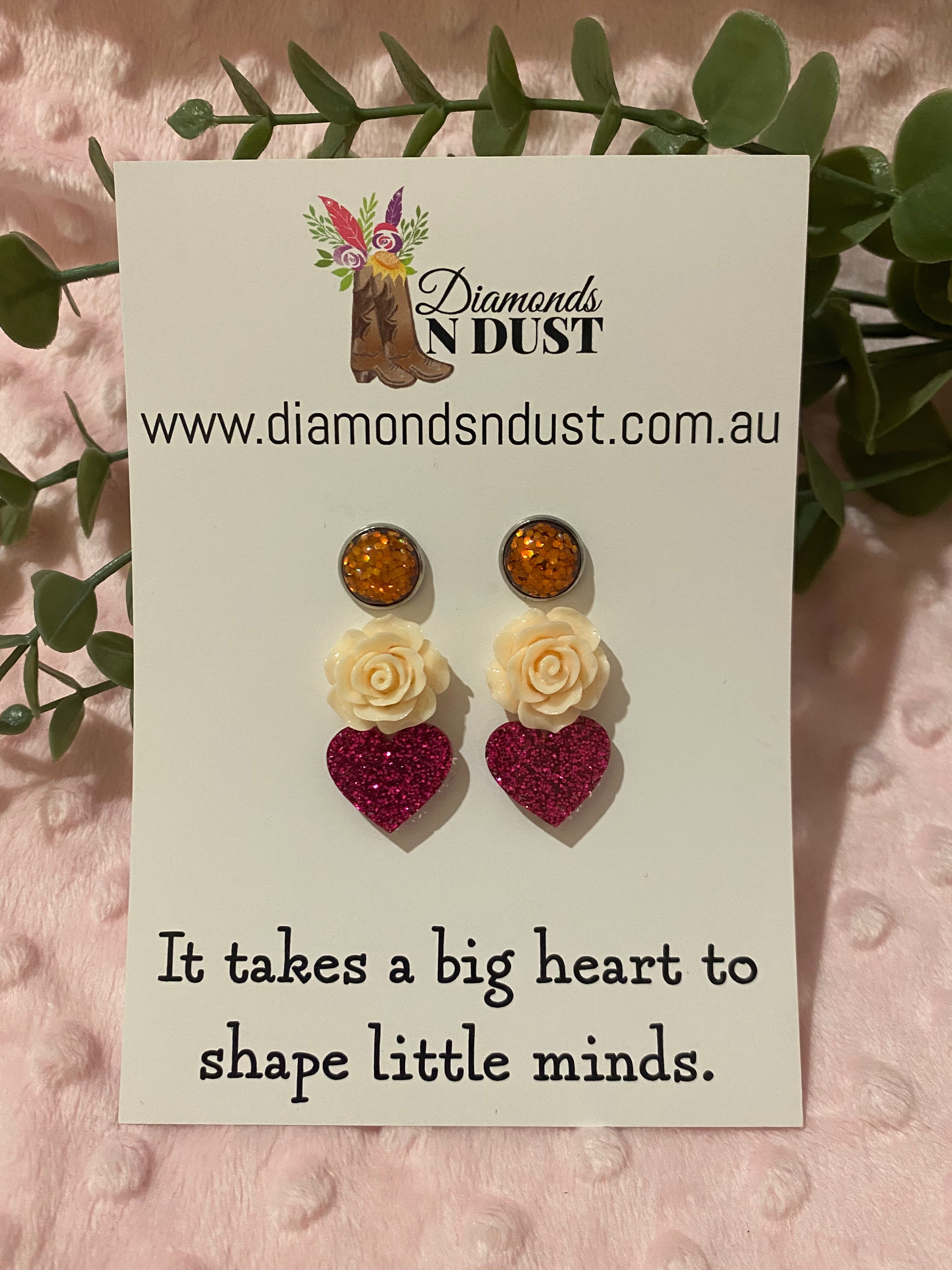 Stud Earrings - Teacher Gifts “It takes a big heart to shape little minds” - trio pack - 7 pack options