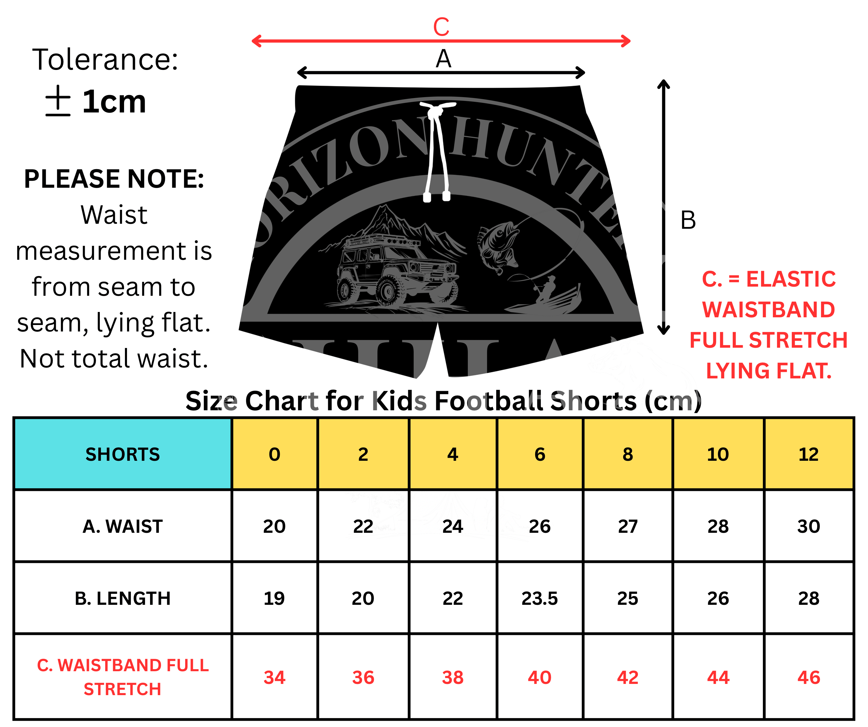 Kids - Footy Shorts - Black, Green & Yellow Stripes - Pockets & belt loops